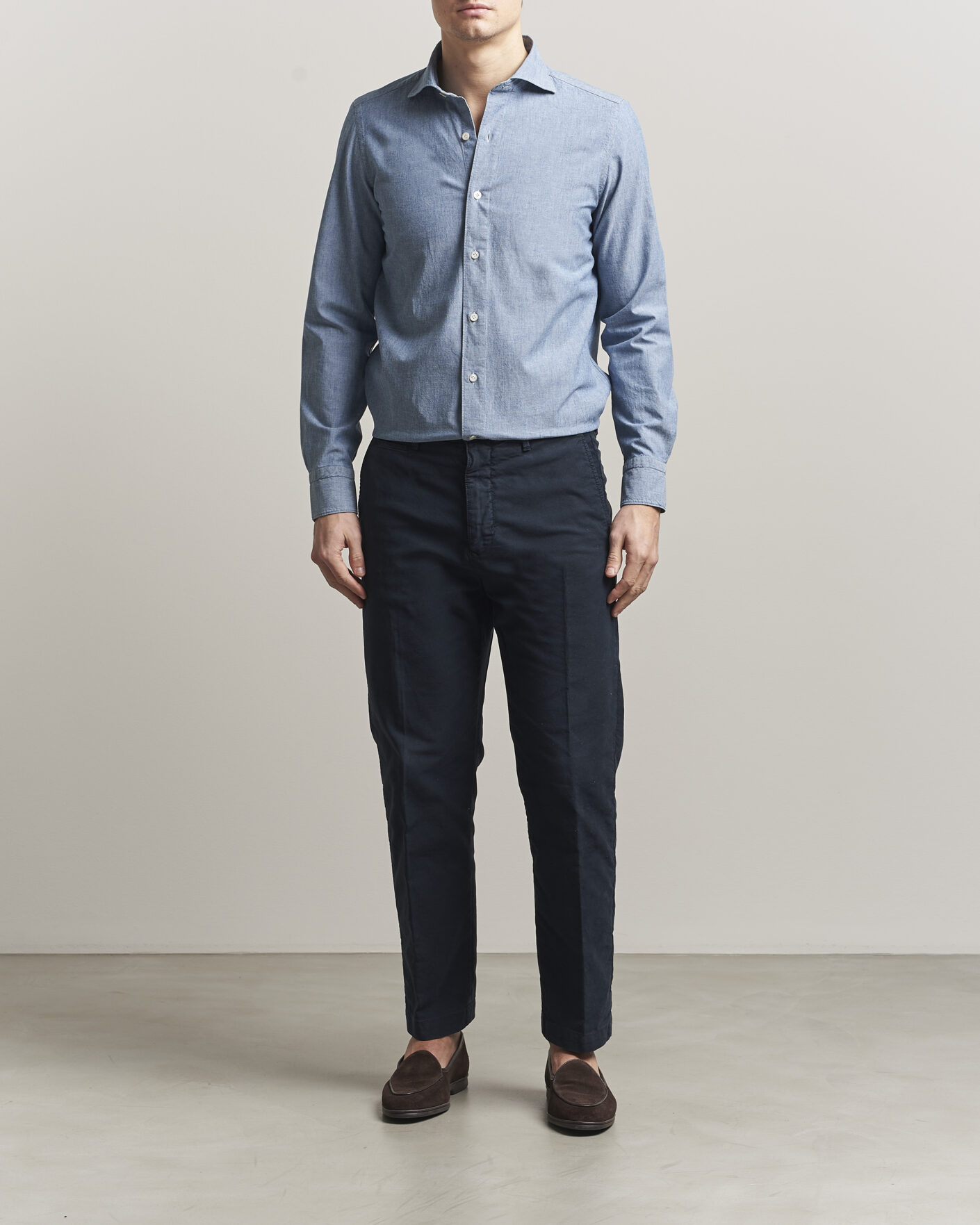 Mies | Kauluspaidat | Finamore Napoli | Gaeta Chambray Shirt Light Blue