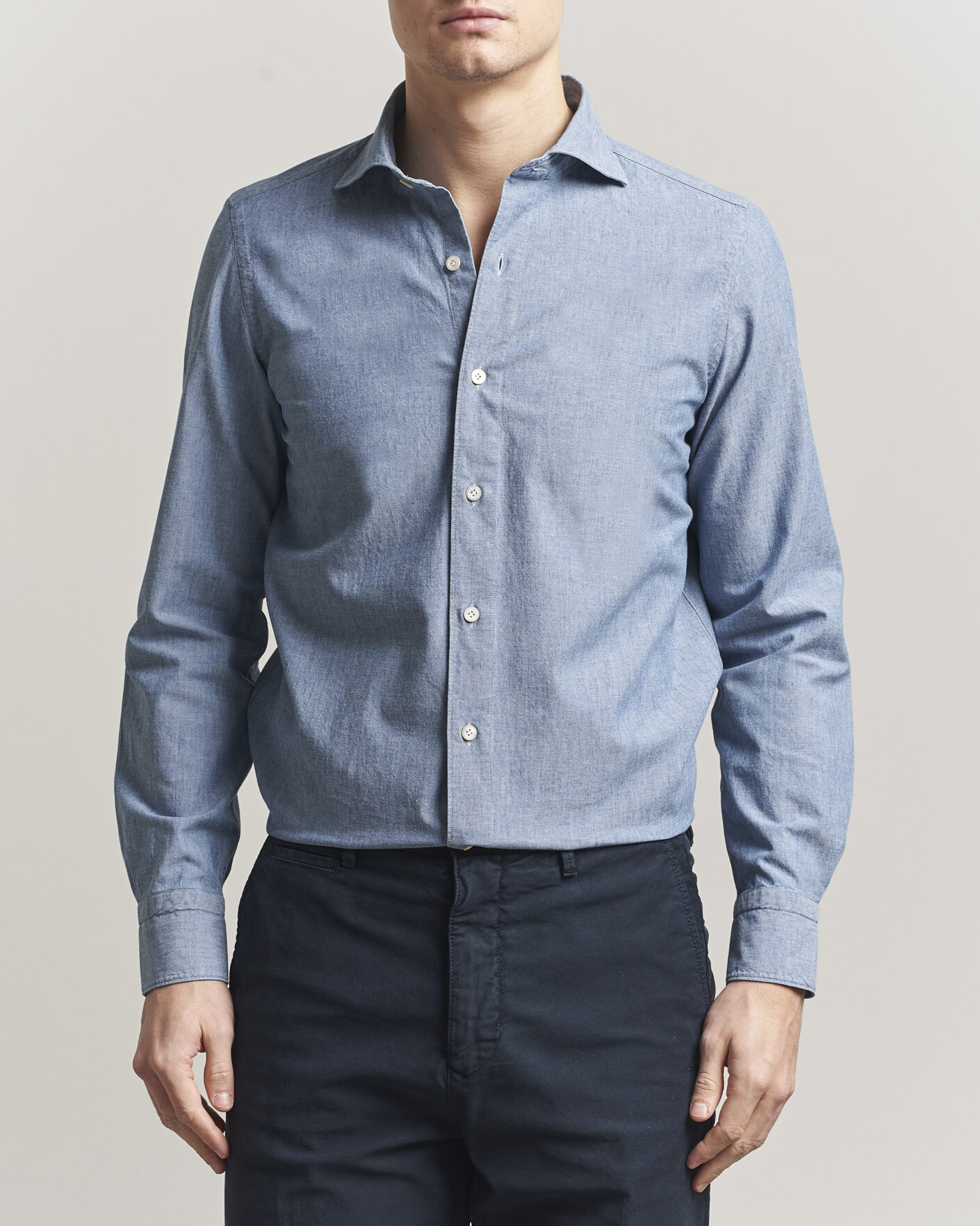 Mies | Kauluspaidat | Finamore Napoli | Gaeta Chambray Shirt Light Blue