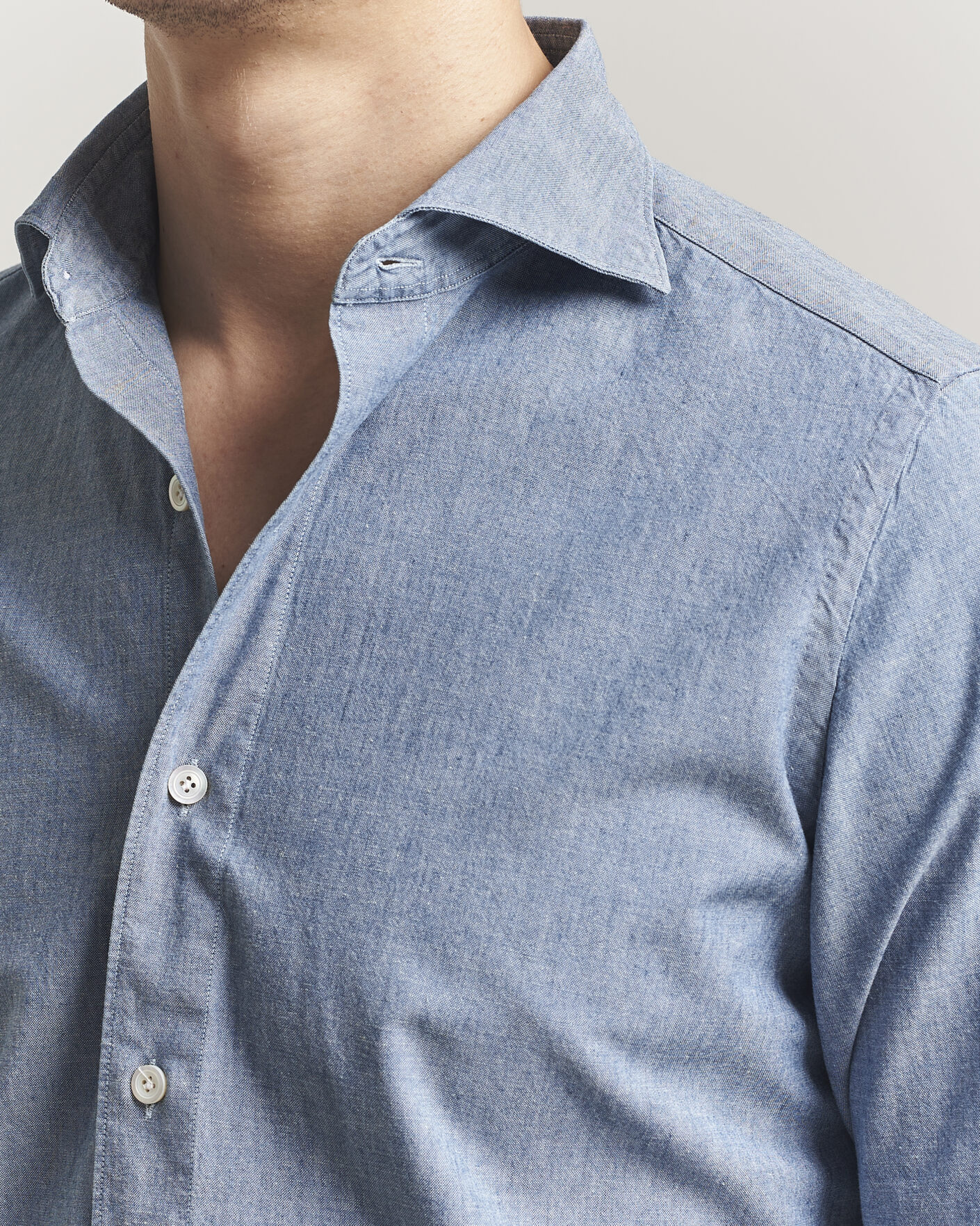 Mies | Kauluspaidat | Finamore Napoli | Gaeta Chambray Shirt Light Blue