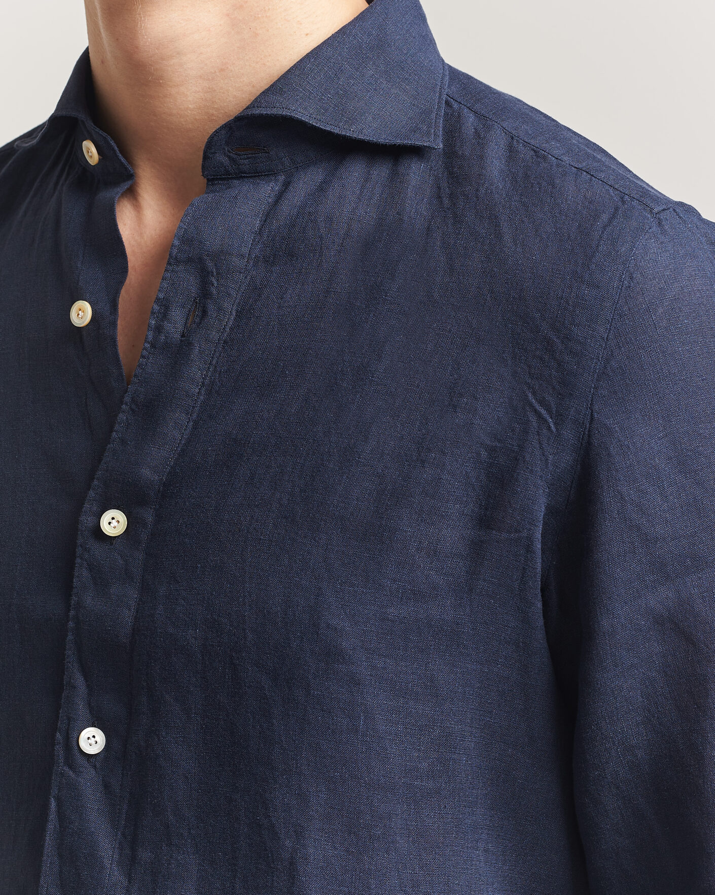 Mies | Kauluspaidat | Finamore Napoli | Gaeta Linen Shirt Navy