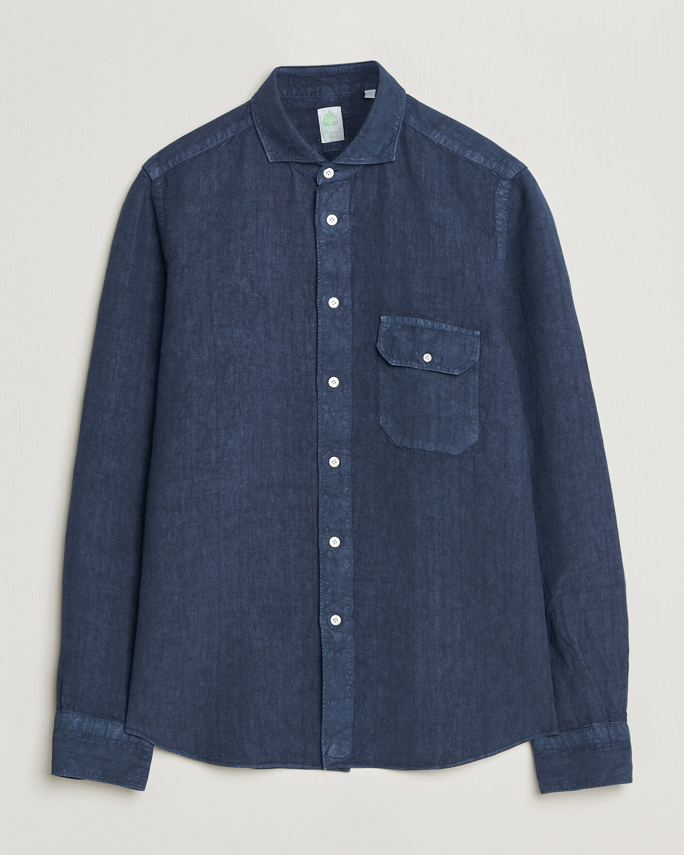Mies | Kauluspaidat | Finamore Napoli | Salina Garment Dyed Linen Overshirt Navy
