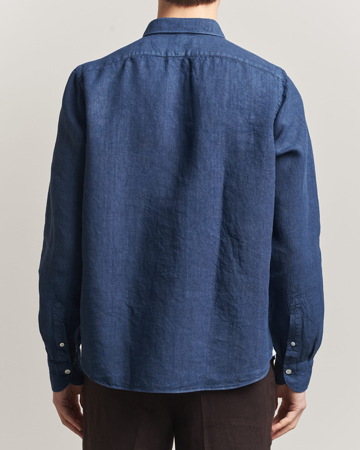 Mies | Kauluspaidat | Finamore Napoli | Salina Garment Dyed Linen Overshirt Navy