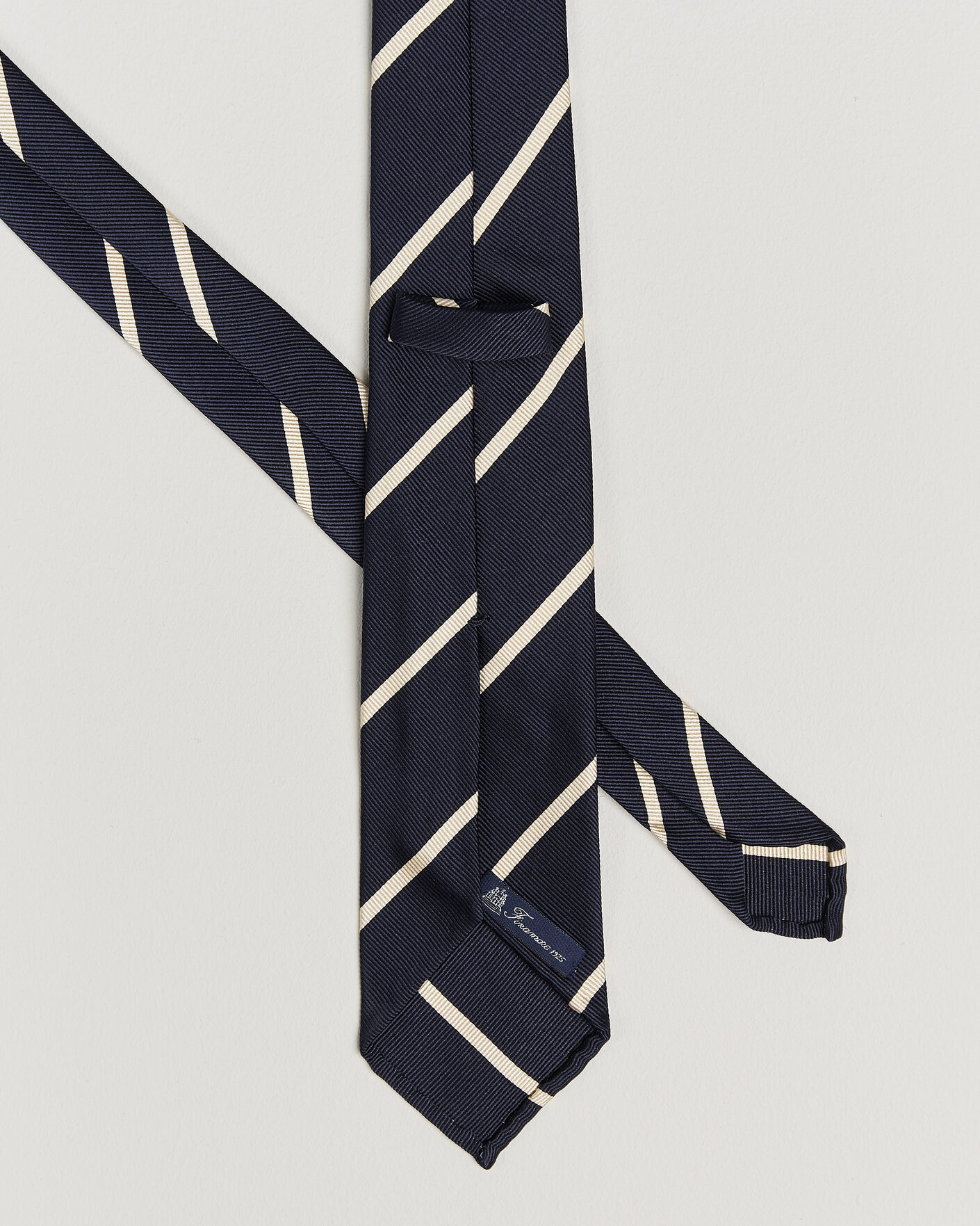 Mies | Solmiot | Finamore Napoli | Regimental Stripe Silk Tie Navy/White