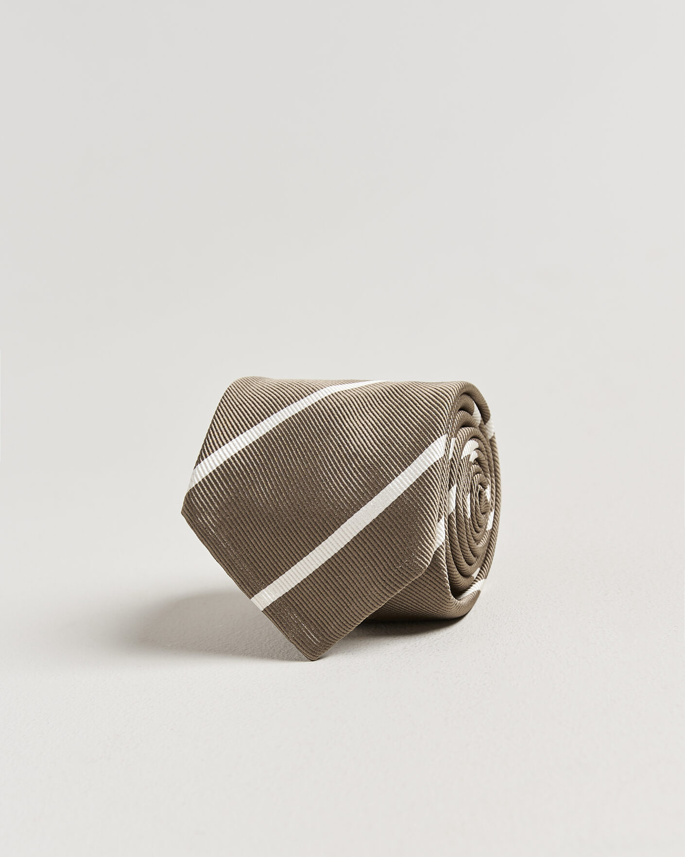 Mies | Solmiot | Finamore Napoli | Regimental Stripe Silk Tie Olive/White