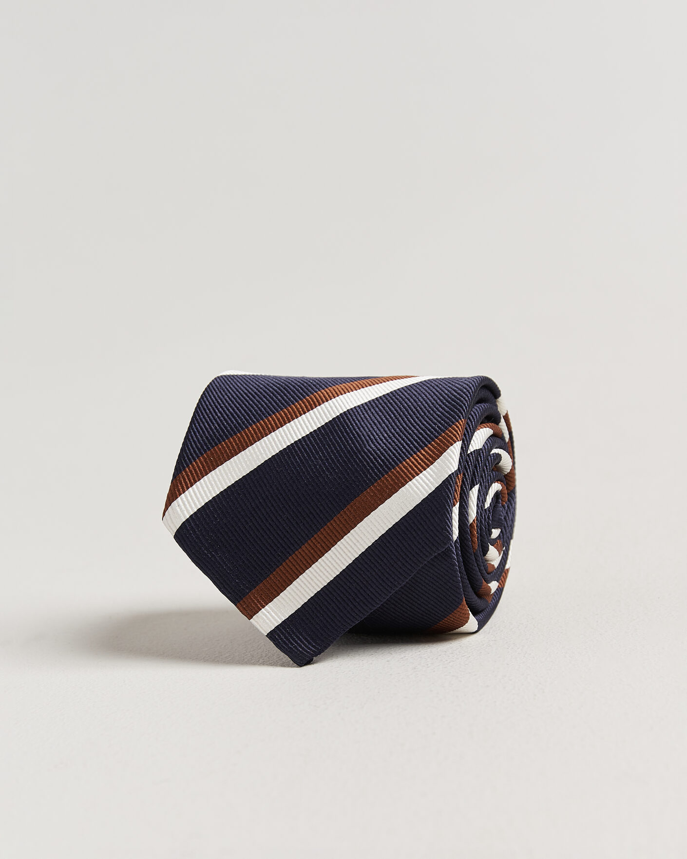 Mies | Solmiot | Finamore Napoli | Regimental Stripe Silk Tie Navy/Brown