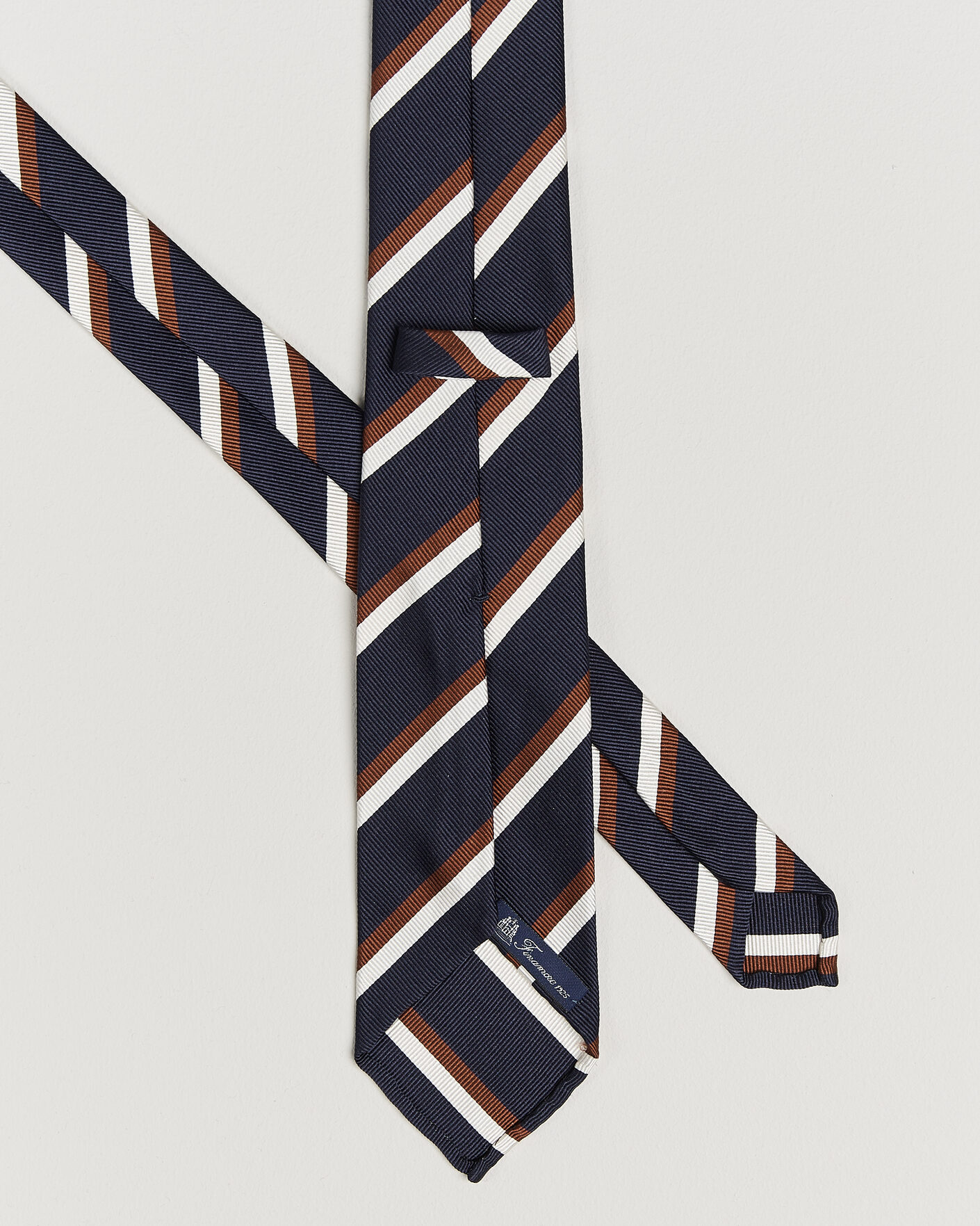Mies | Solmiot | Finamore Napoli | Regimental Stripe Silk Tie Navy/Brown