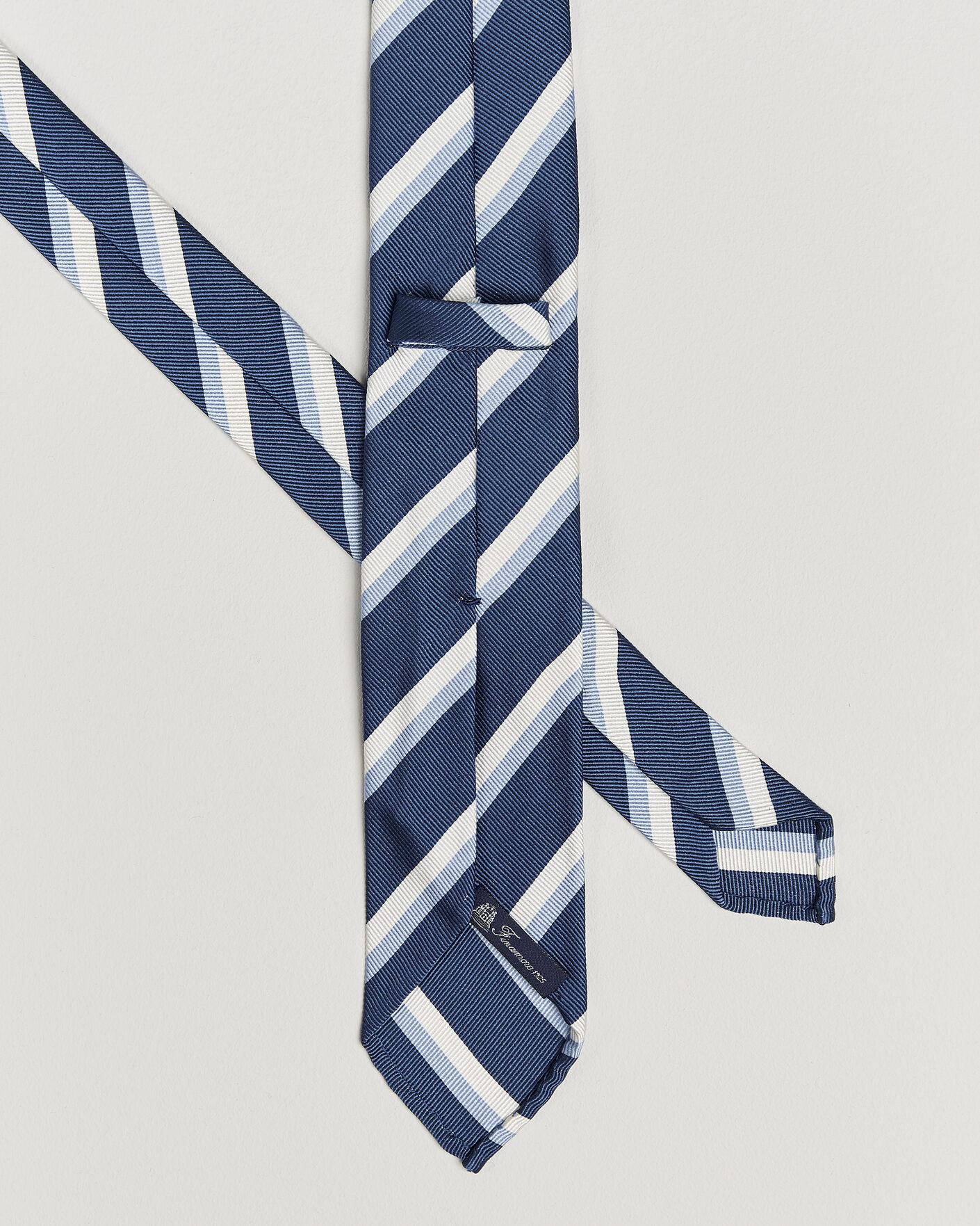 Mies | Solmiot | Finamore Napoli | Regimental Stripe Silk Tie Blue/White