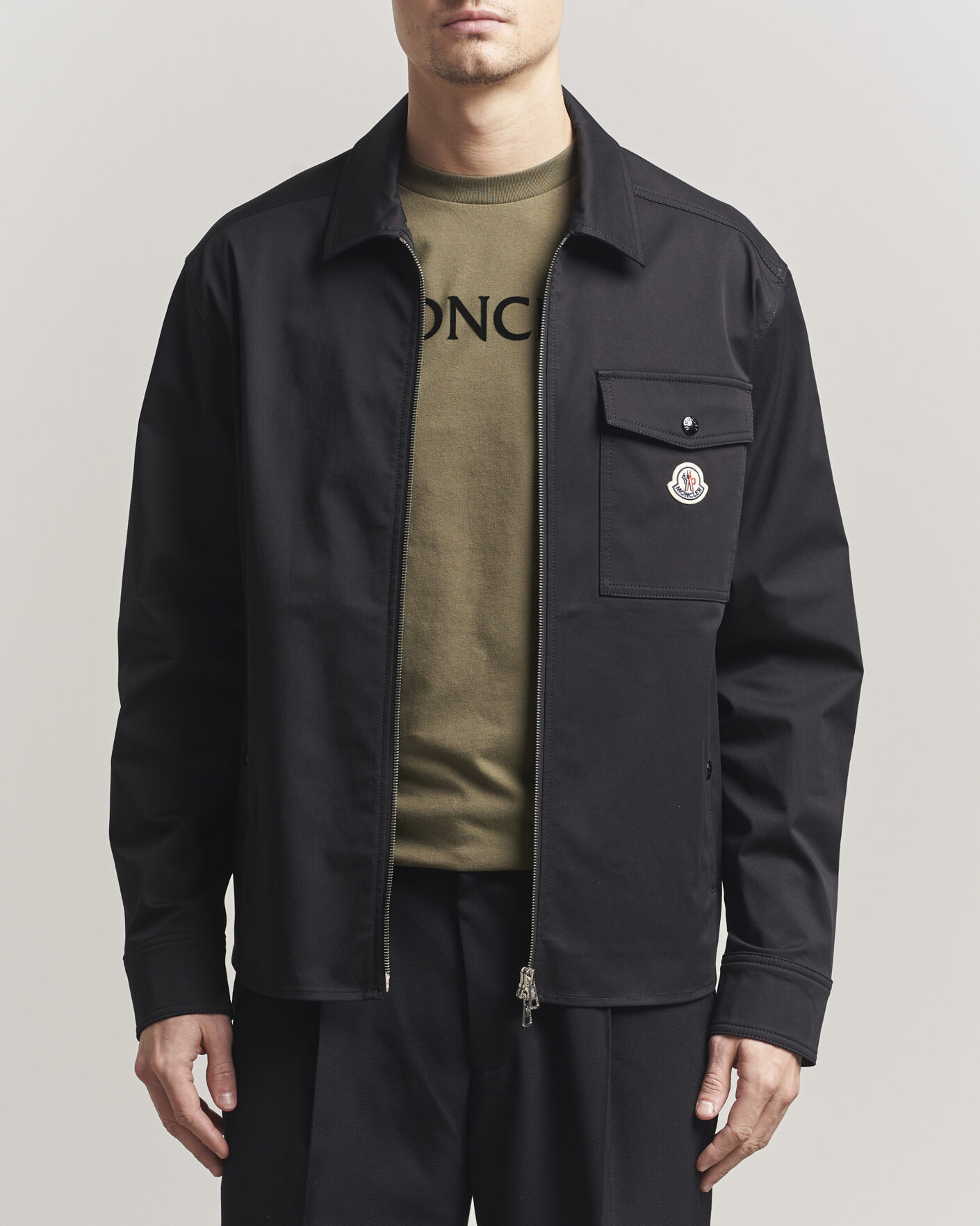 Mies | Kauluspaidat | Moncler | Zip Overshirt Black