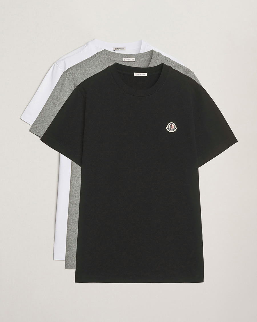 Mies | T-paidat | Moncler | 3-Pack Logo T-Shirts Black/White/Grey