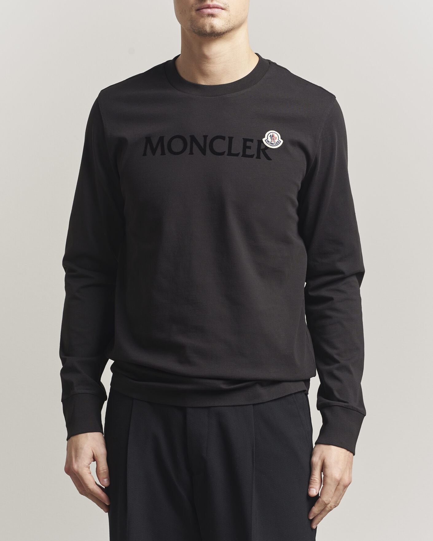 Mies | T-paidat | Moncler | Lettering Logo Long Sleeve T-Shirt Black