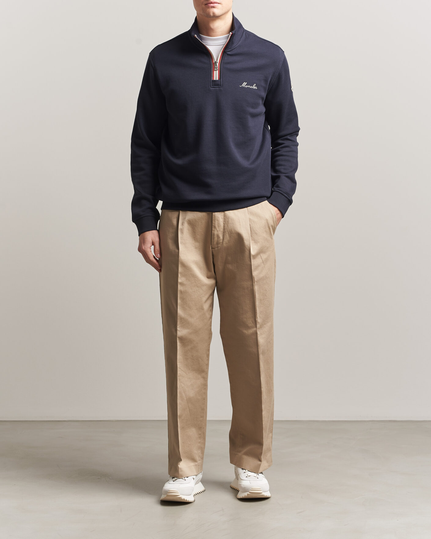 Mies | Puserot | Moncler | Signature Logo Half Zip Navy