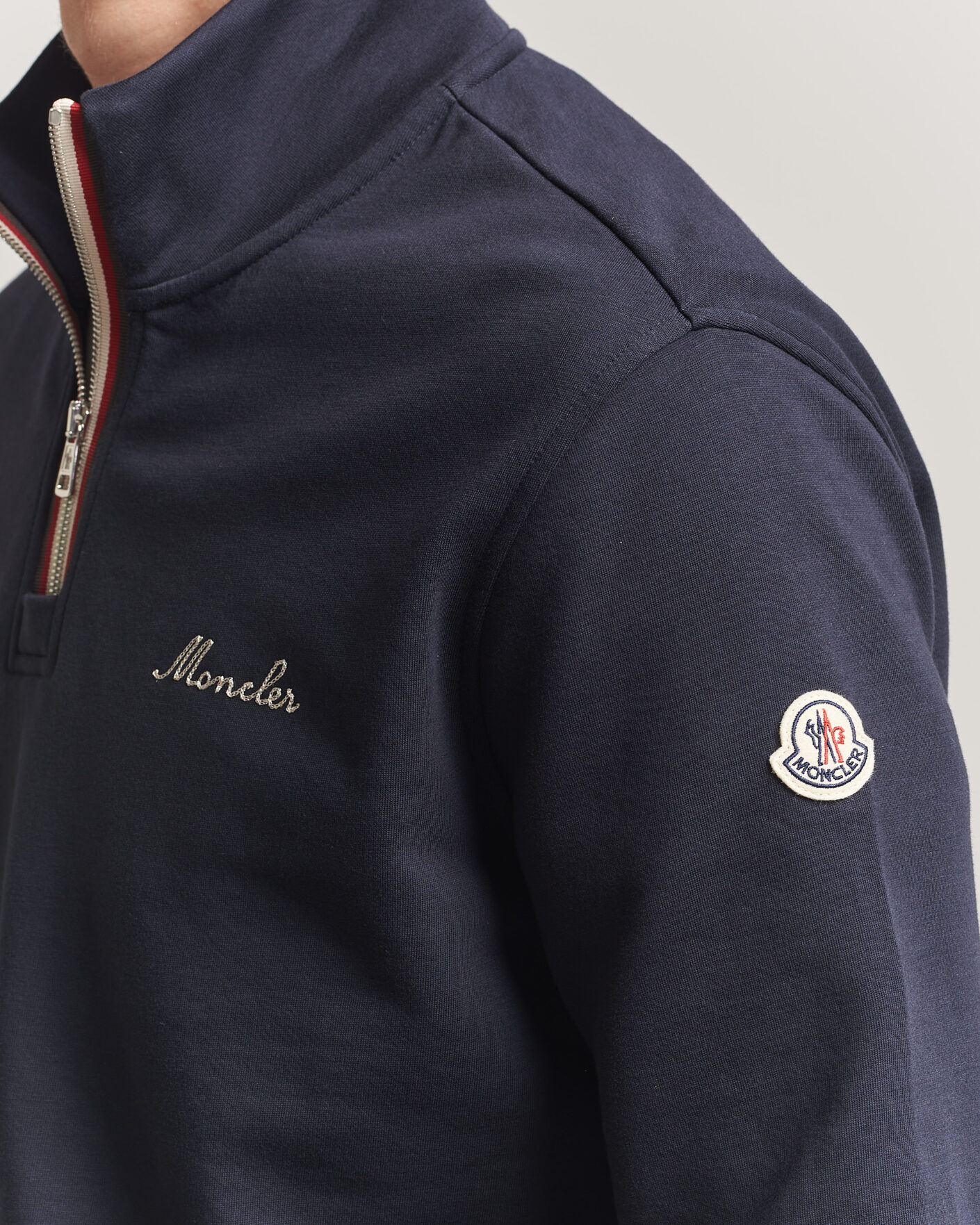 Mies | Puserot | Moncler | Signature Logo Half Zip Navy