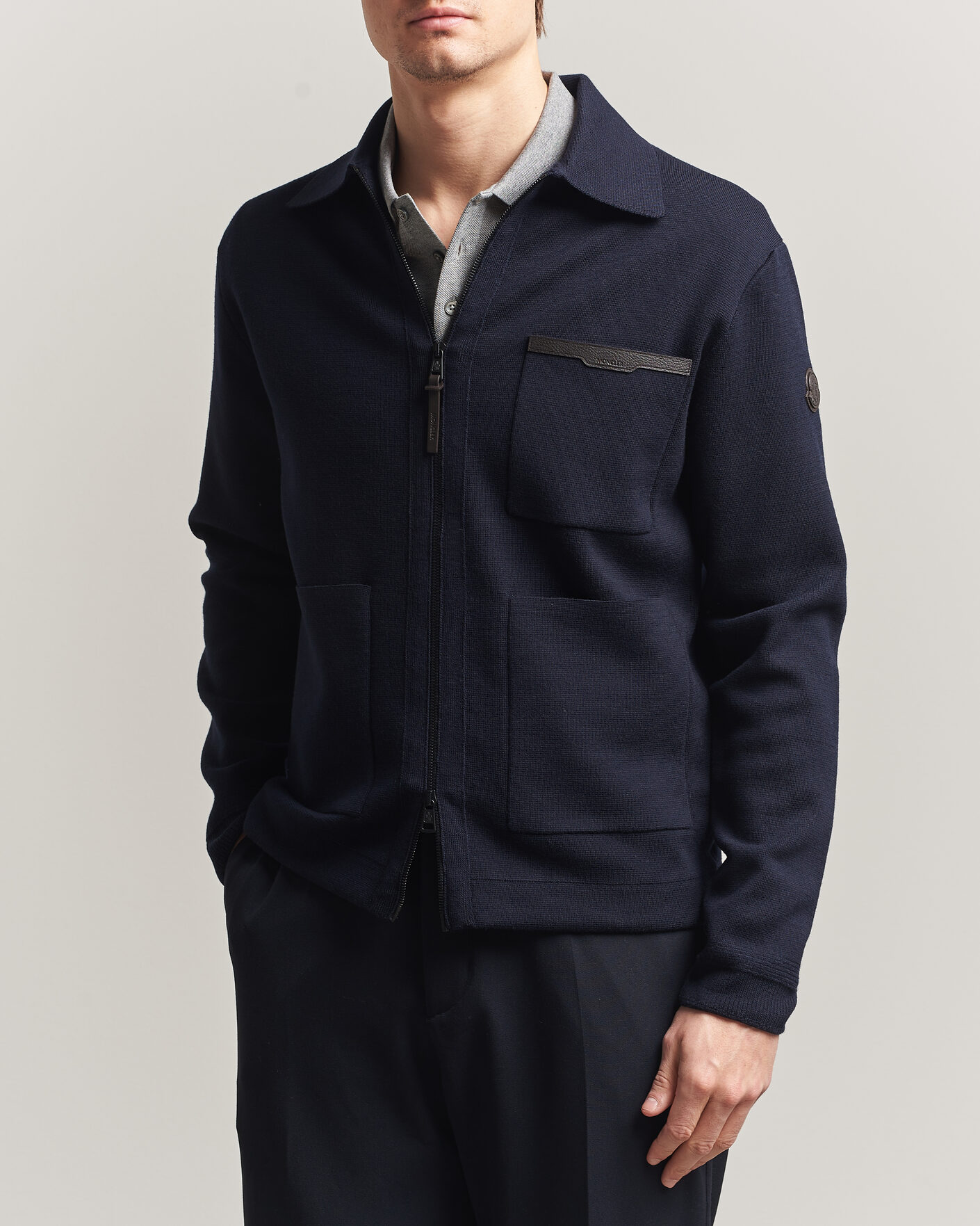 Mies | Puserot | Moncler | Zip Wool Cardigan Navy