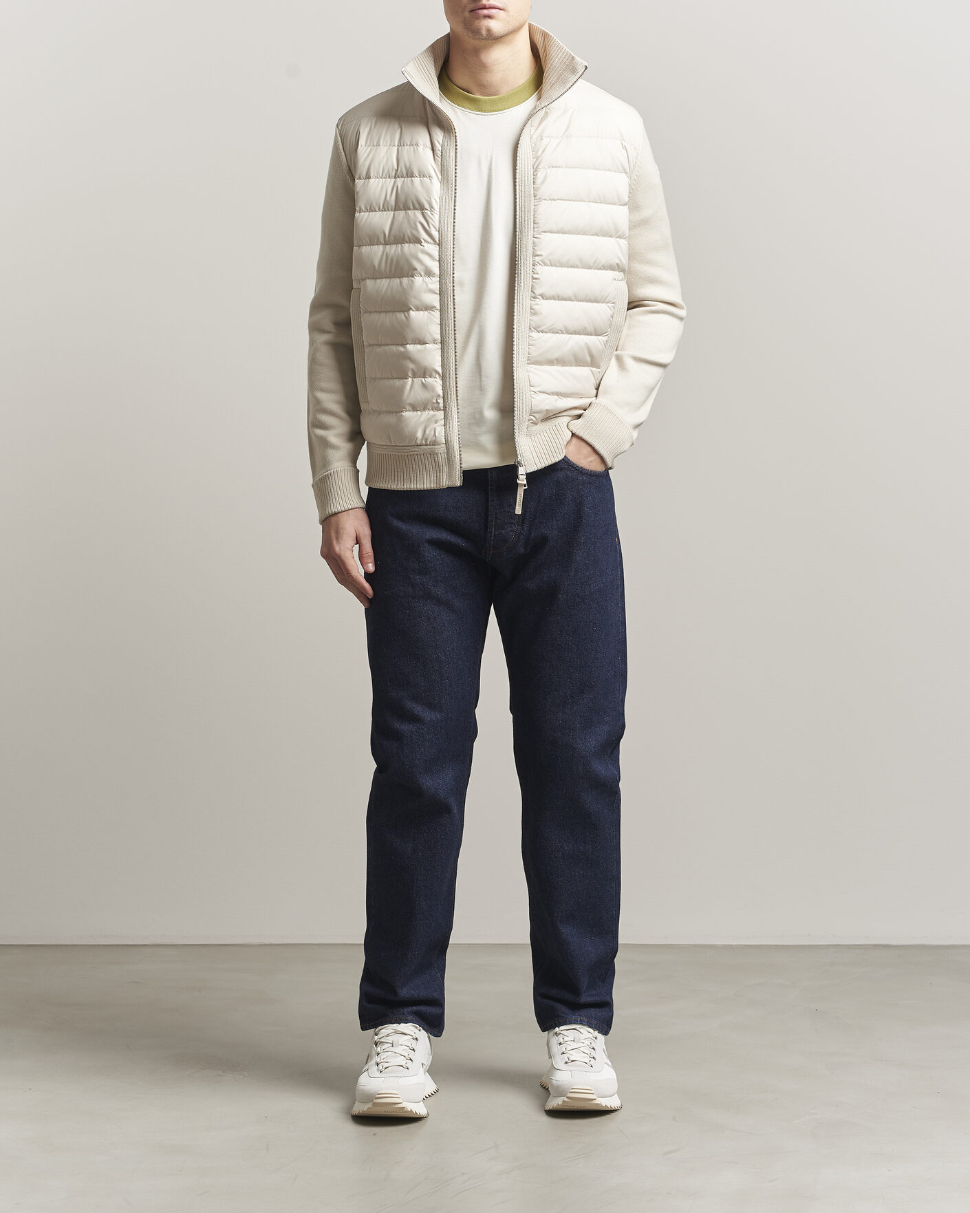 Mies | Takit | Moncler | Luxury Hybrid Zip Cardigan Off White