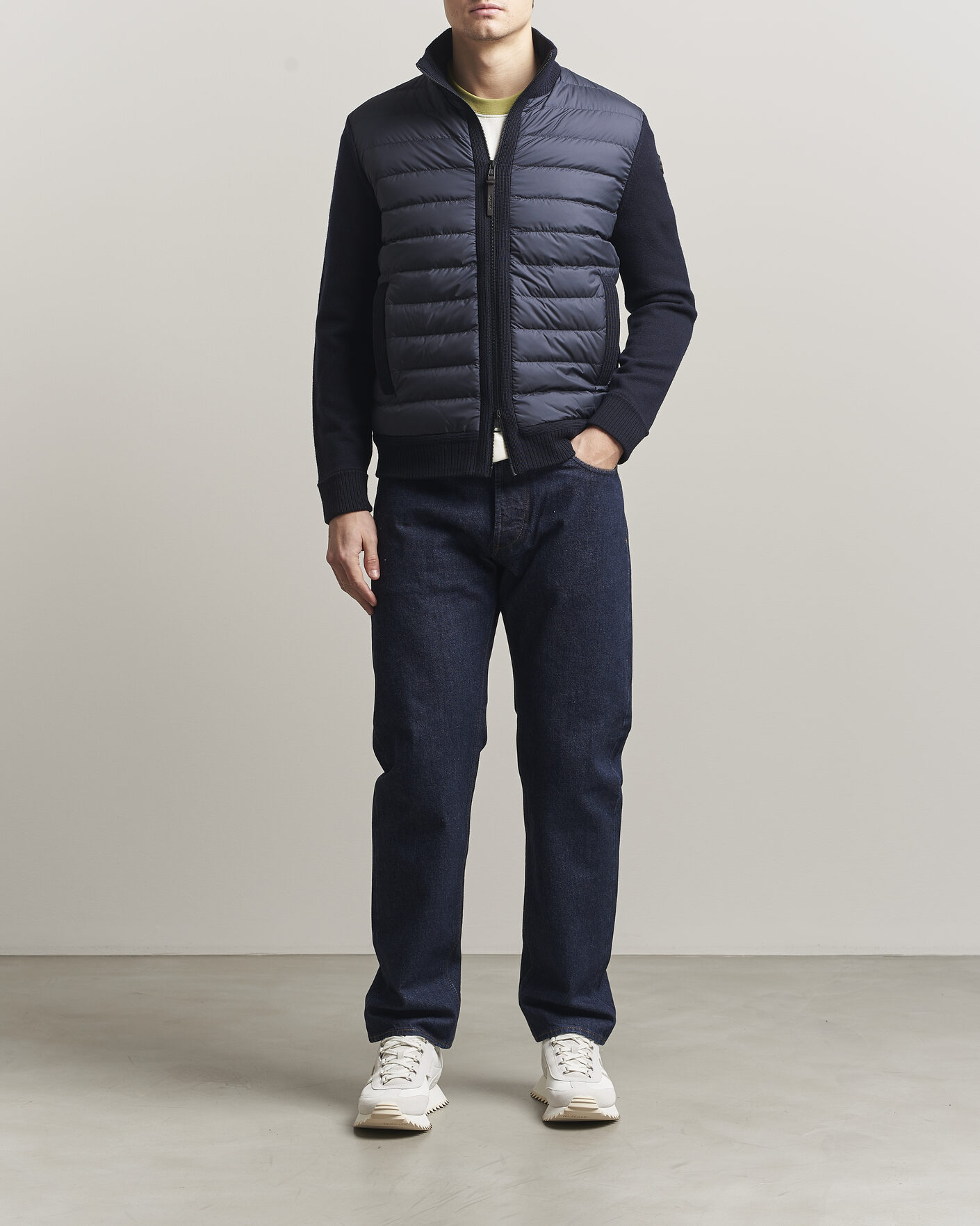 Mies | Takit | Moncler | Luxury Hybrid Zip Cardigan Navy