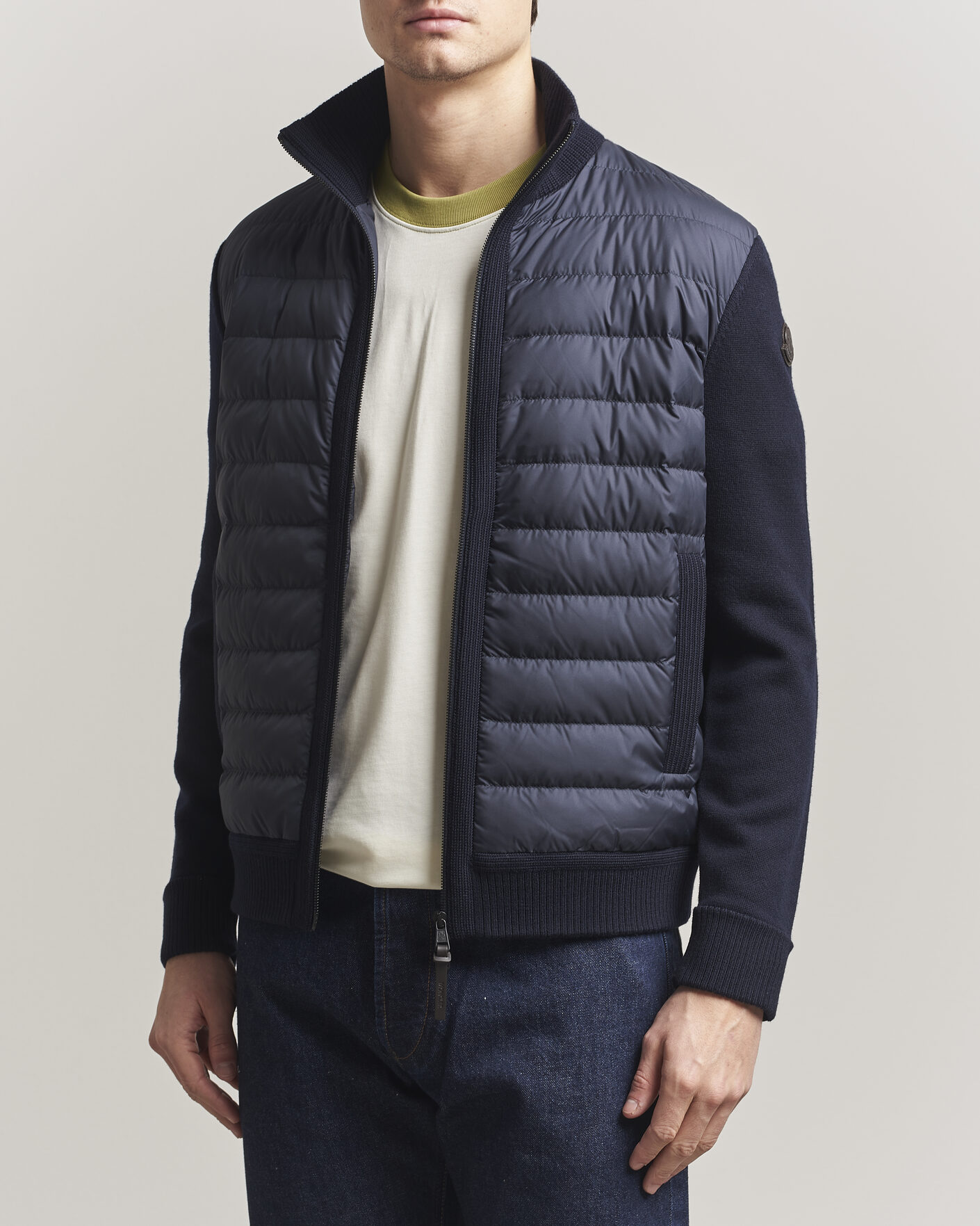 Mies | Takit | Moncler | Luxury Hybrid Zip Cardigan Navy