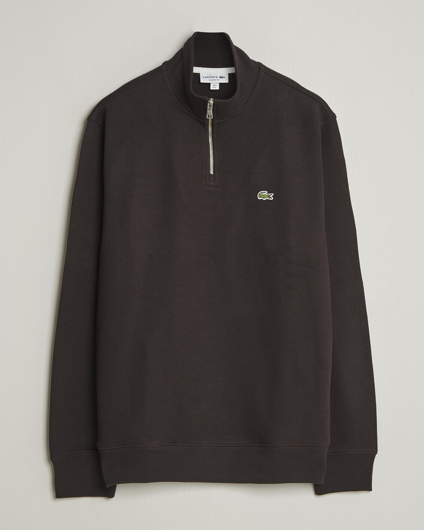Mies | Puserot | Lacoste | Rib Interlock Half Zip Buffle Brown