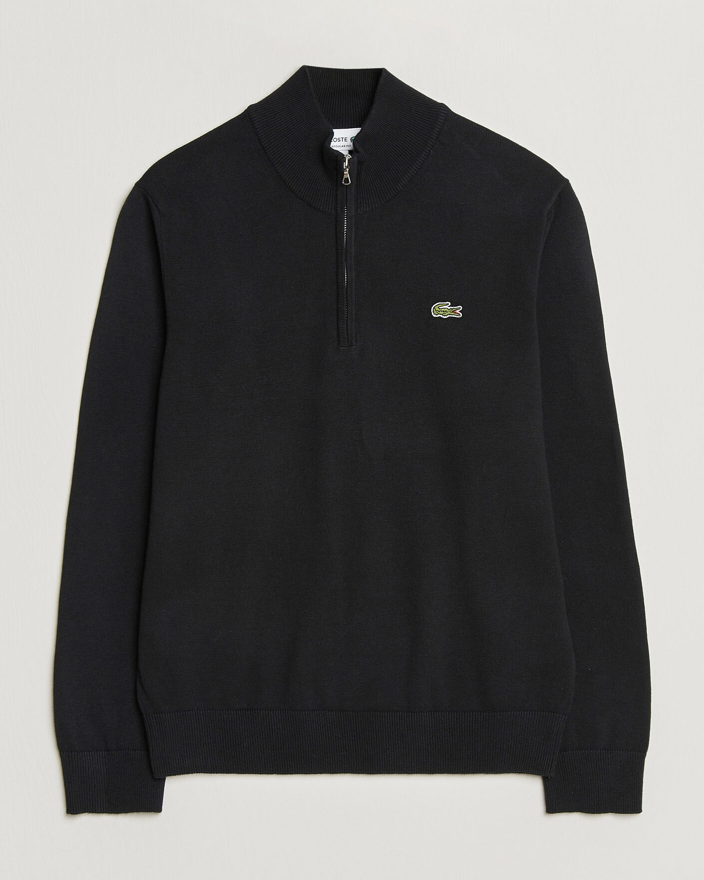 Mies | Puserot | Lacoste | Cotton Knitted Half Zip Black