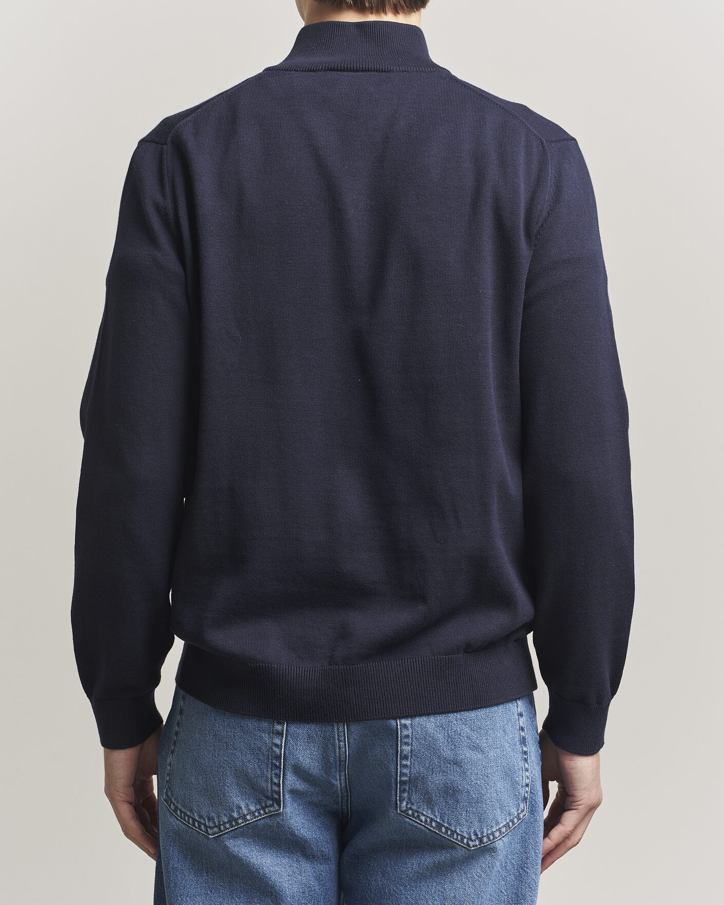 Mies | Puserot | Lacoste | Cotton Knitted Half Zip Navy Blue