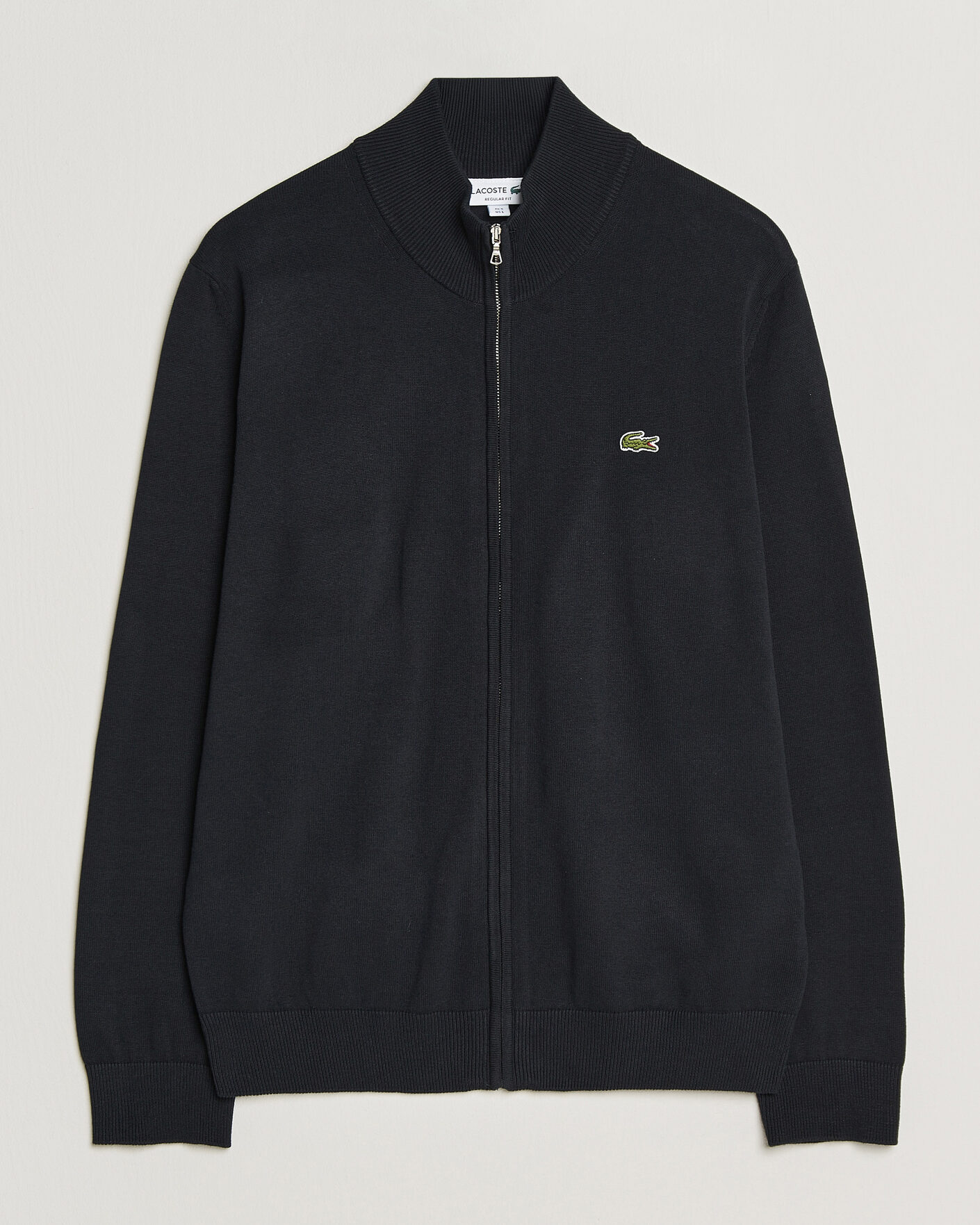 Mies | Puserot | Lacoste | Cotton Knitted Full Zip Black