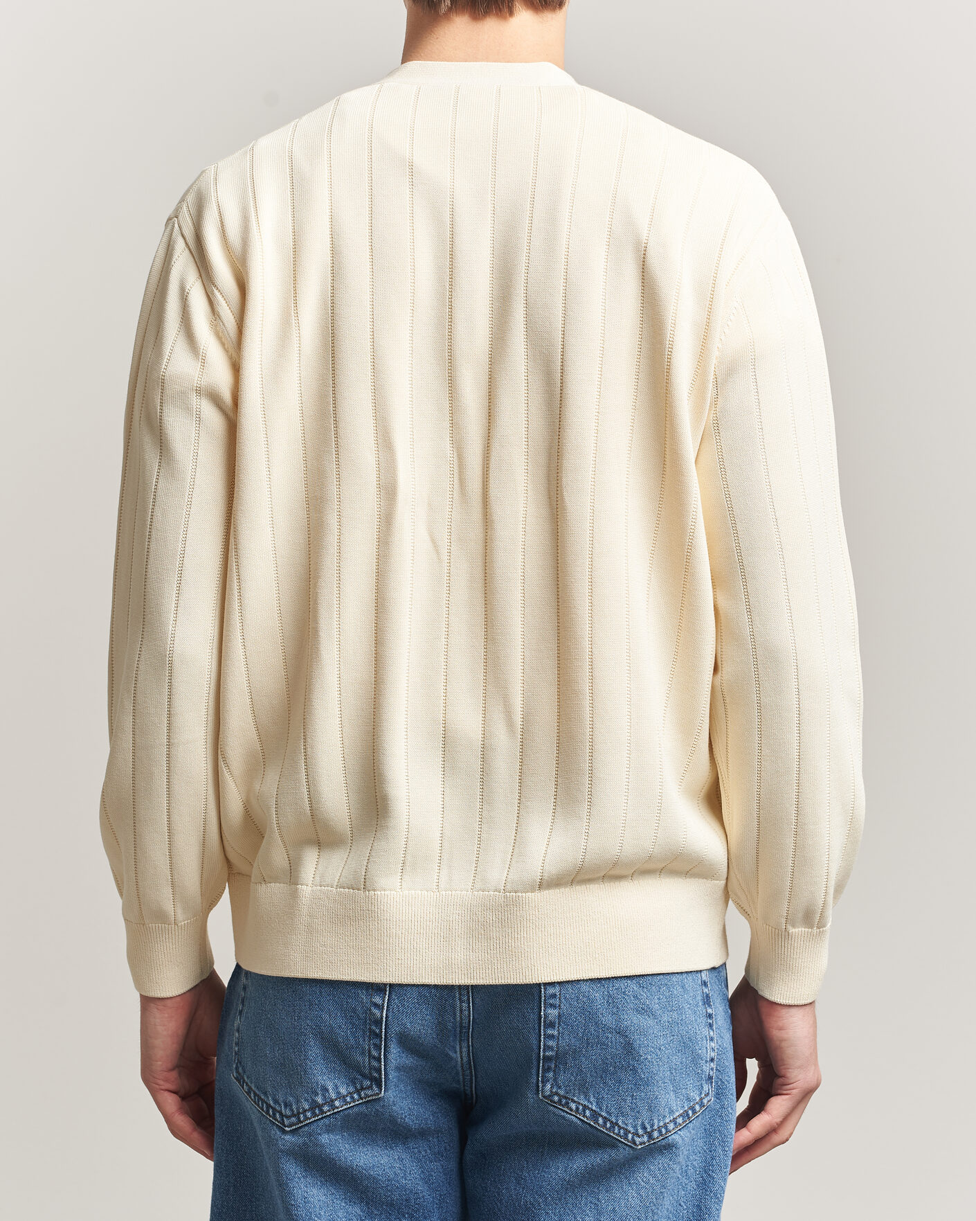 Mies | Puserot | Lacoste | Cotton Structured Knitted Cardigan Naturel Clair