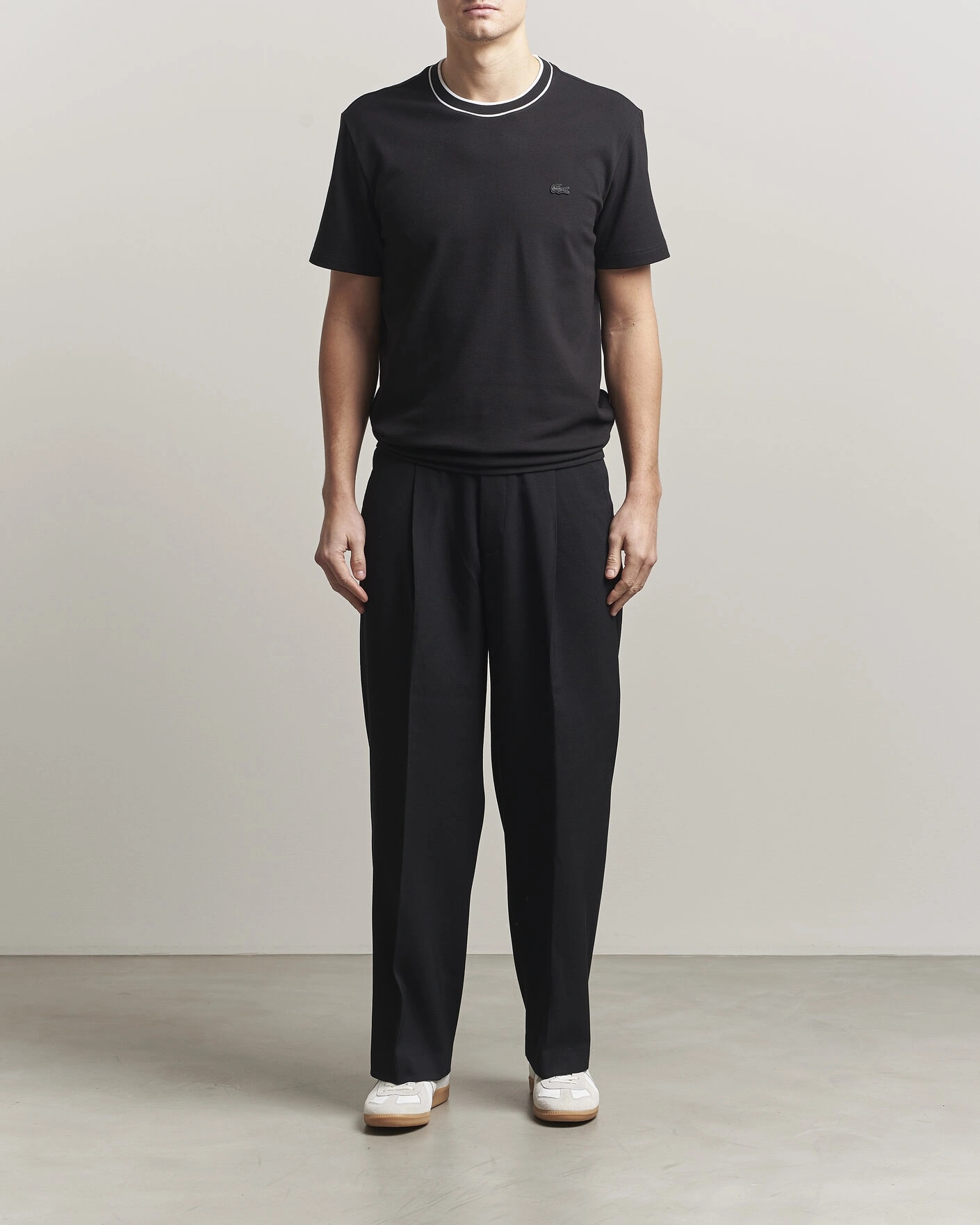 Mies | T-paidat | Lacoste | Contrast Rib Piqué T-Shirt Black