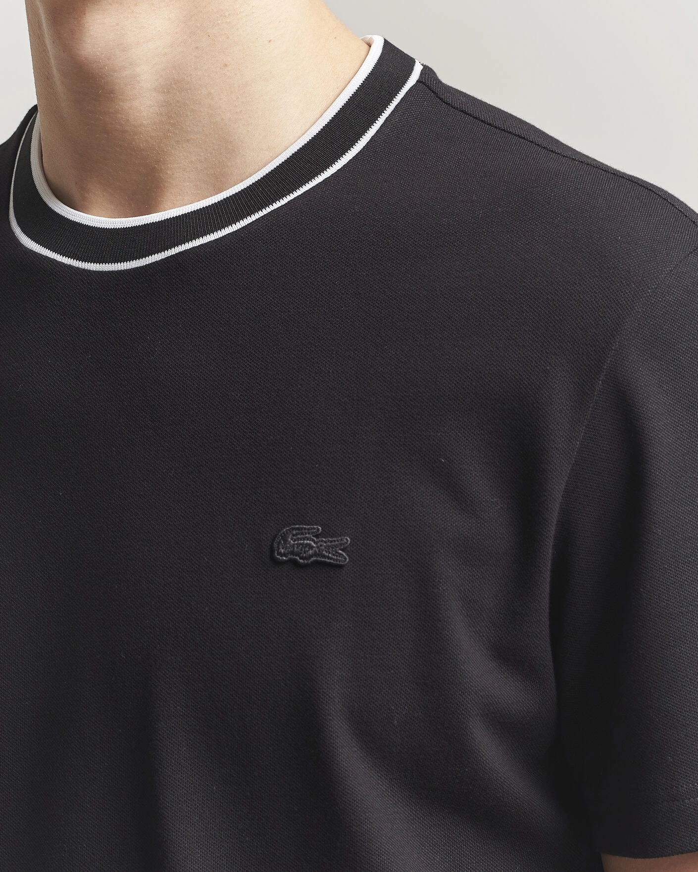Mies | T-paidat | Lacoste | Contrast Rib Piqué T-Shirt Black