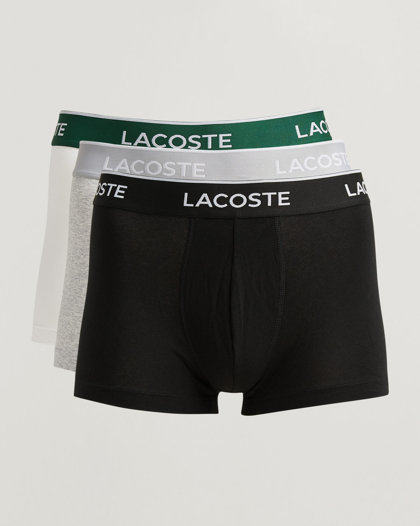 Mies | Alusvaatteet | Lacoste | 3-Pack Stretch Cotton Trunks Black/White/Grey
