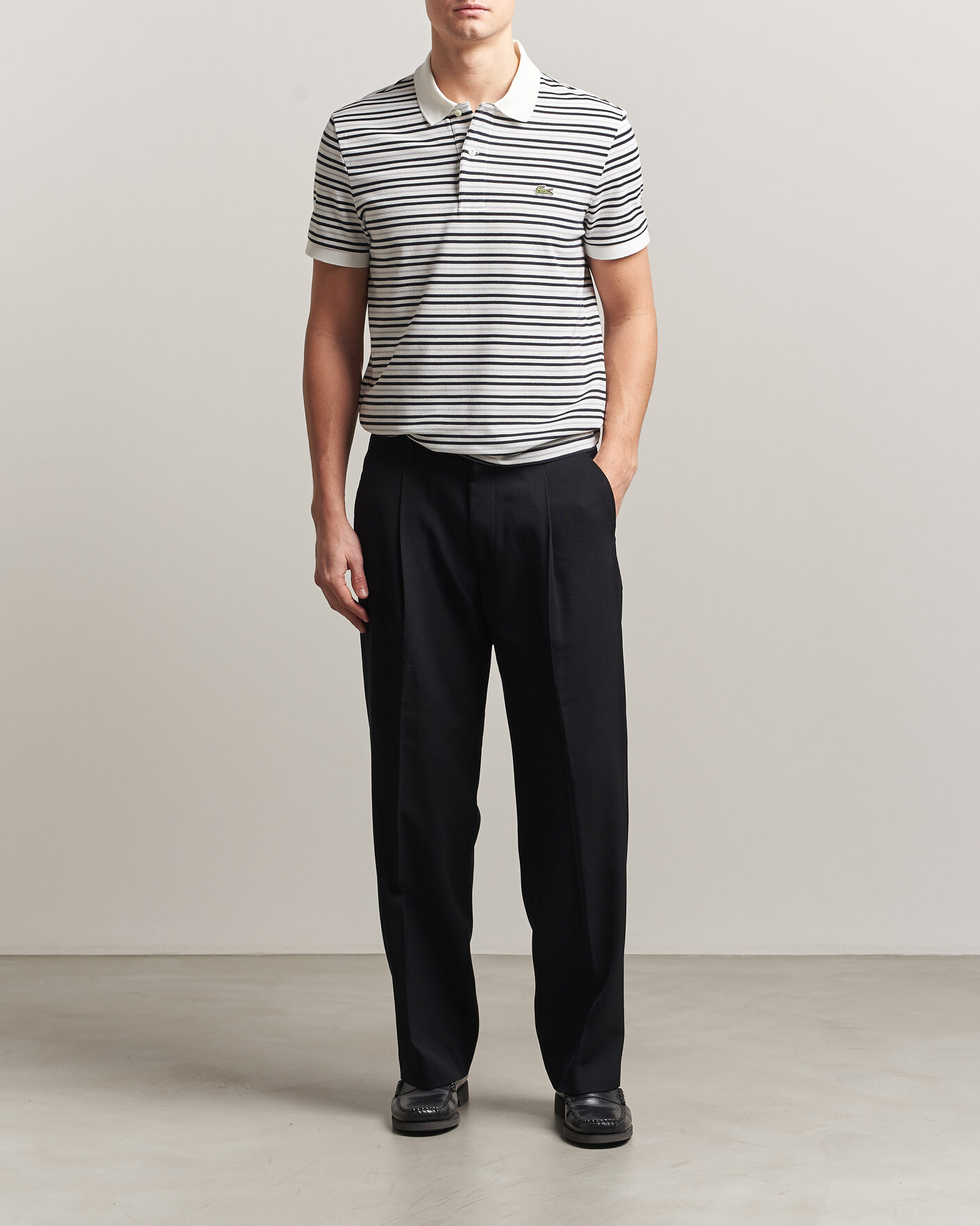 Mies | Pikeet | Lacoste | Original Striped Polo Piké Blackbird/Flour