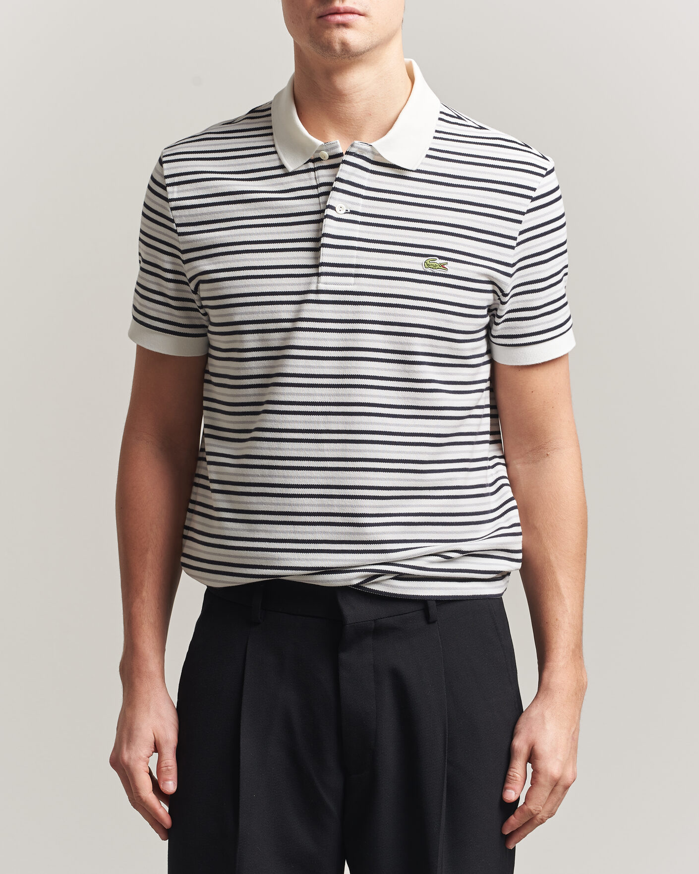 Mies | Pikeet | Lacoste | Original Striped Polo Piké Blackbird/Flour