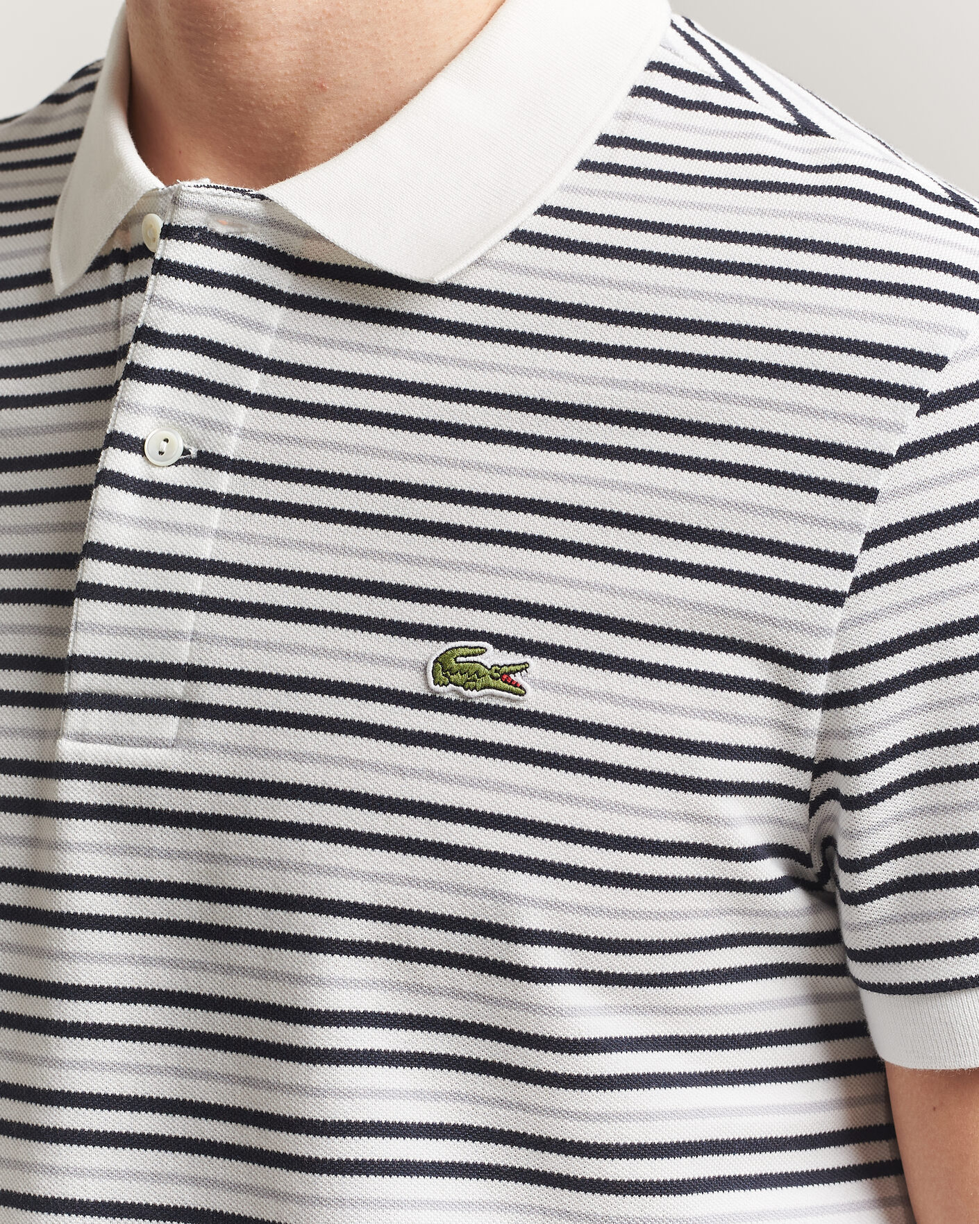 Mies | Pikeet | Lacoste | Original Striped Polo Piké Blackbird/Flour
