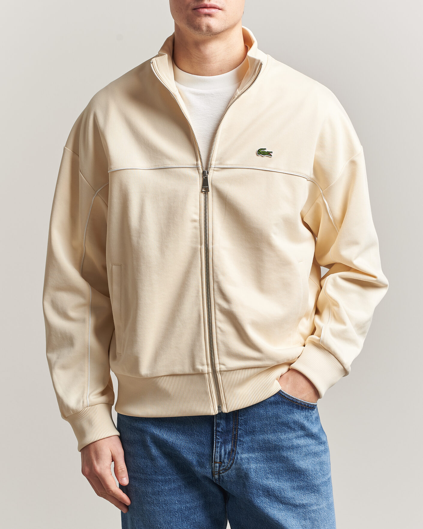 Mies | Puserot | Lacoste | Piqué Track Jacket Naturel Clair