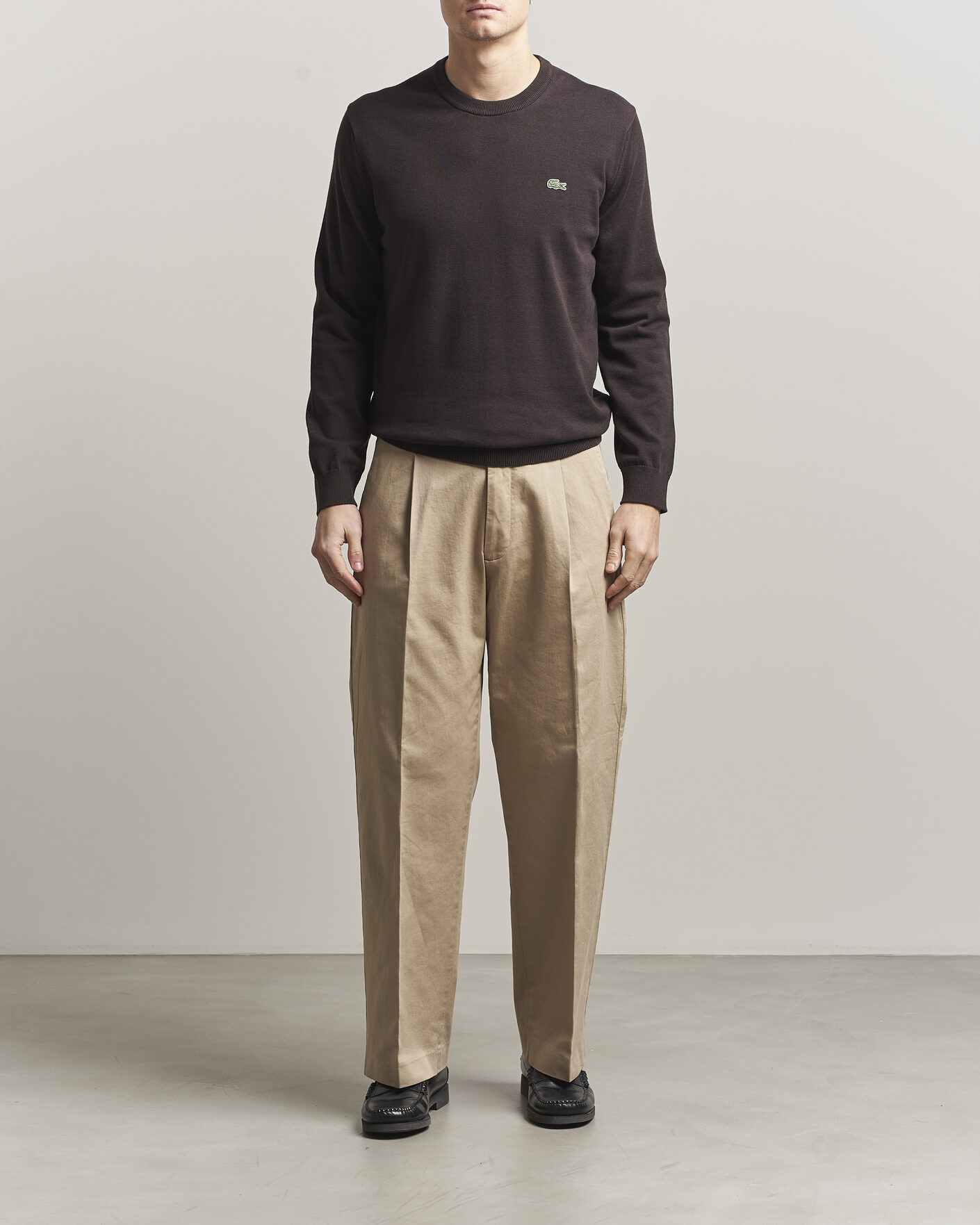 Mies | Puserot | Lacoste | Cotton Knitted Sweater Buffalo Brown