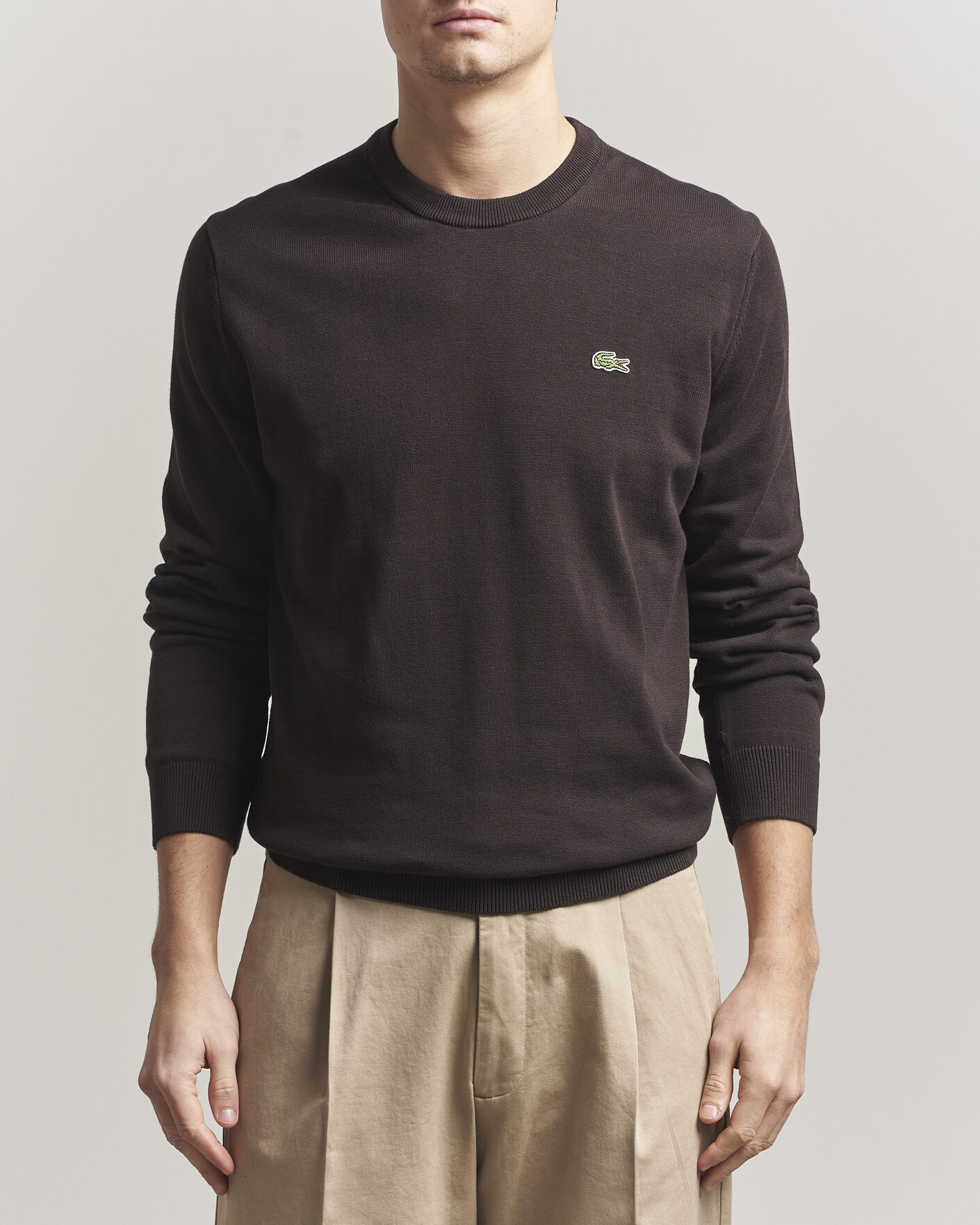Mies | Puserot | Lacoste | Cotton Knitted Sweater Buffalo Brown