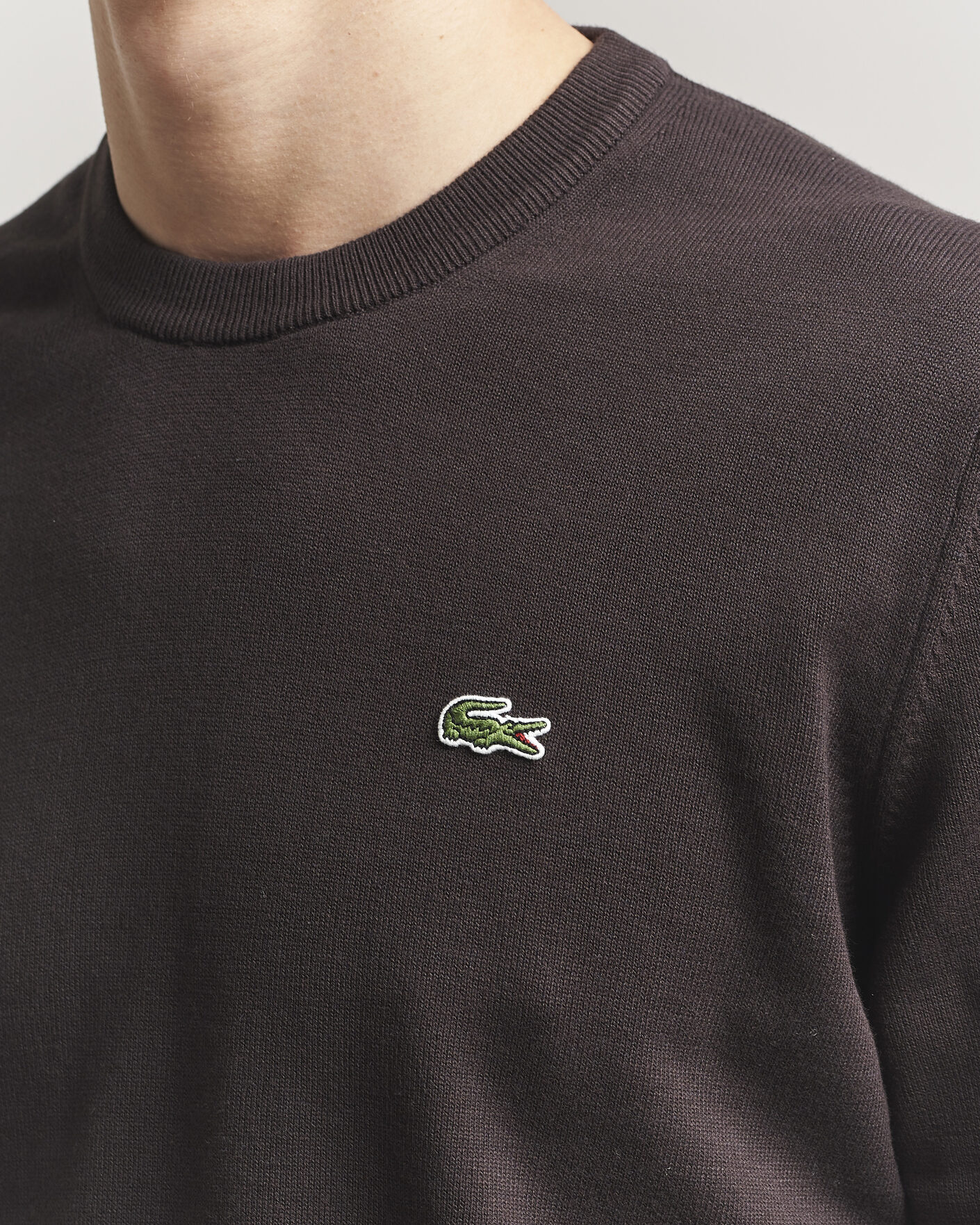Mies | Puserot | Lacoste | Cotton Knitted Sweater Buffalo Brown