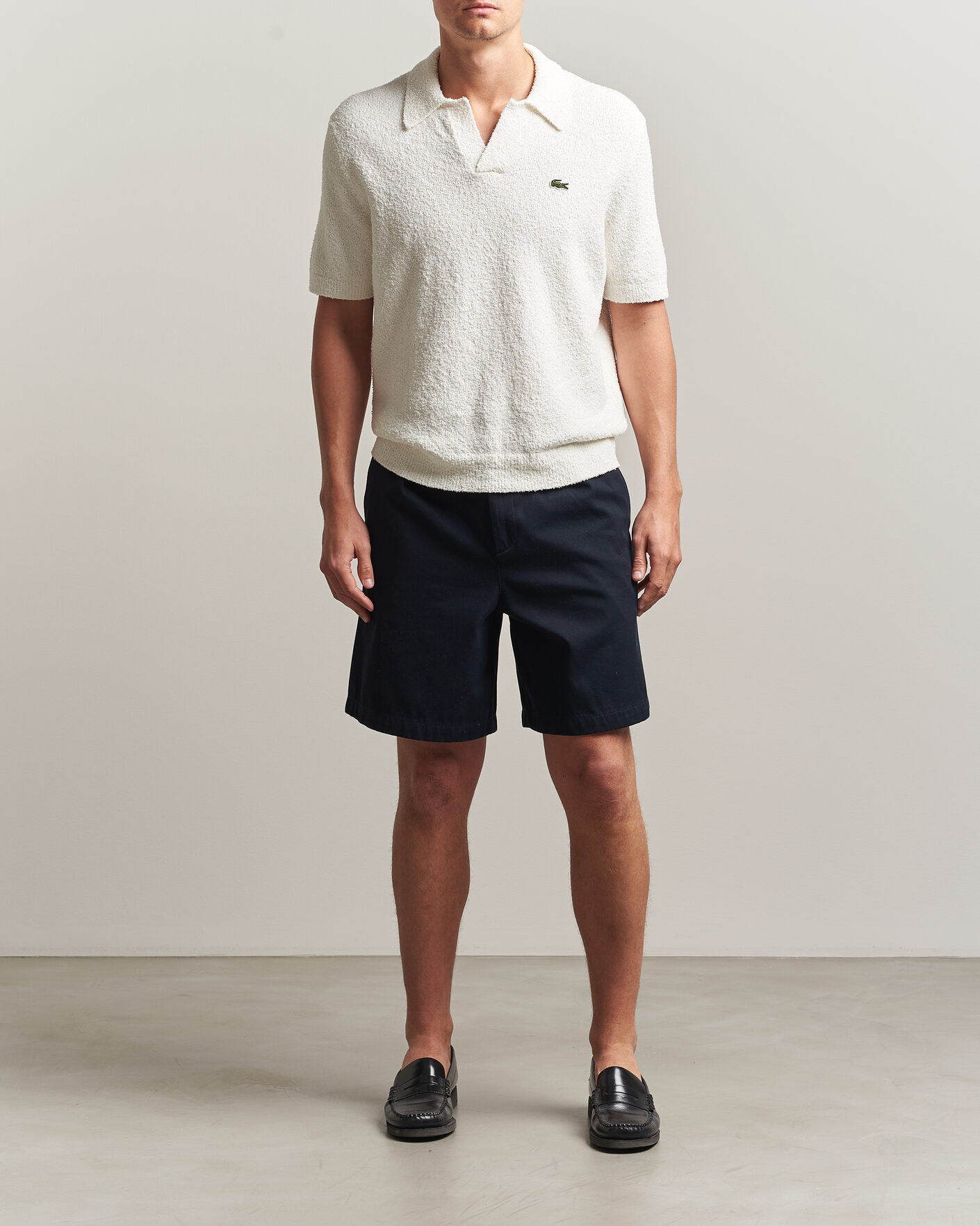 Mies | Pikeet | Lacoste | Cotton Bouclé Open Collar Polo Flour