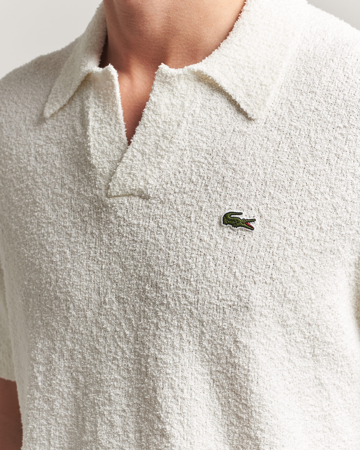 Mies | Pikeet | Lacoste | Cotton Bouclé Open Collar Polo Flour