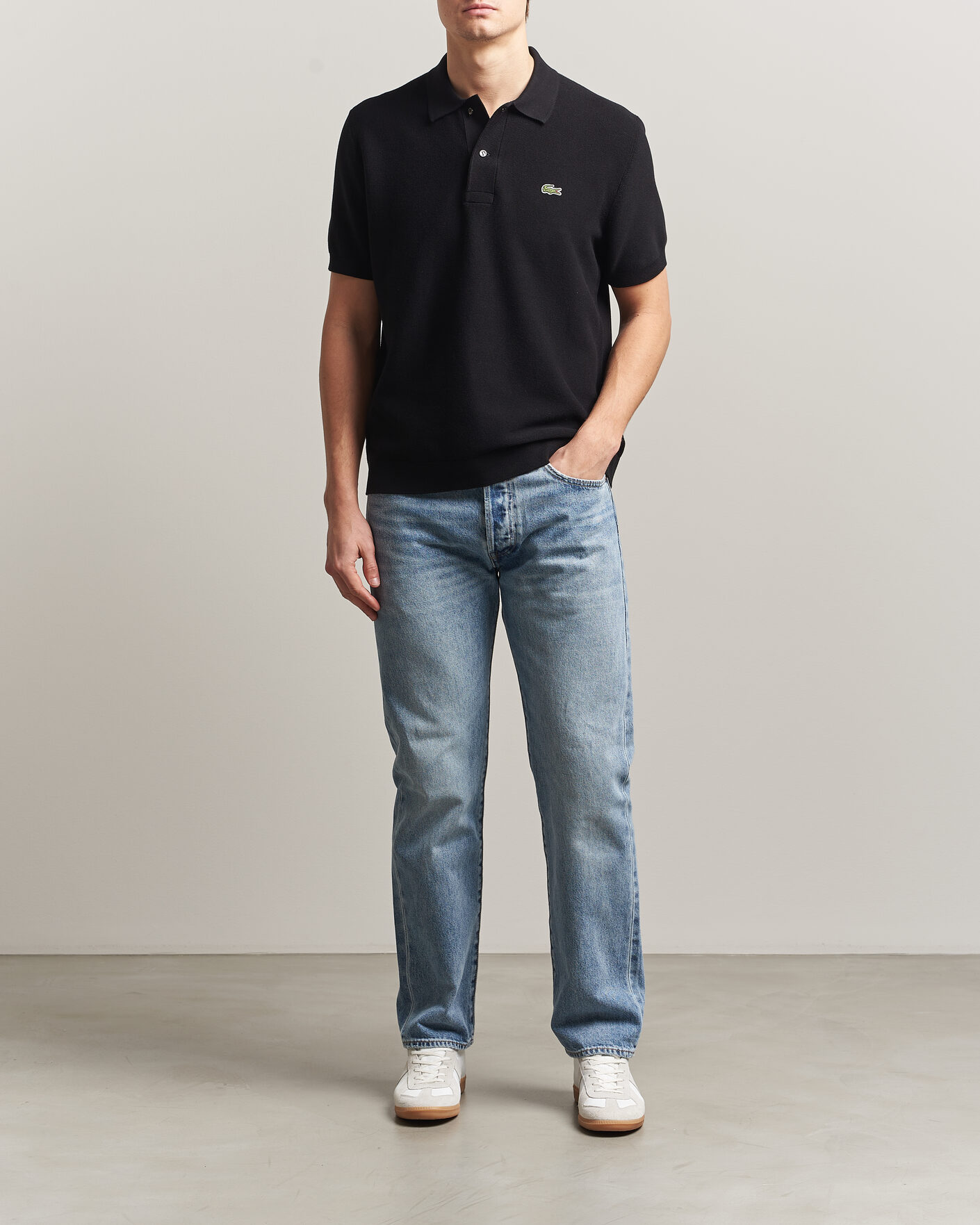 Mies | Pikeet | Lacoste | Cotton Knitted Polo Black