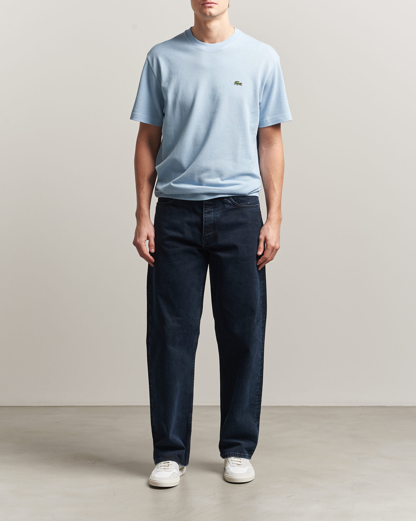 Mies | T-paidat | Lacoste | Cotton/Linen Pique T-Shirt Light Blue