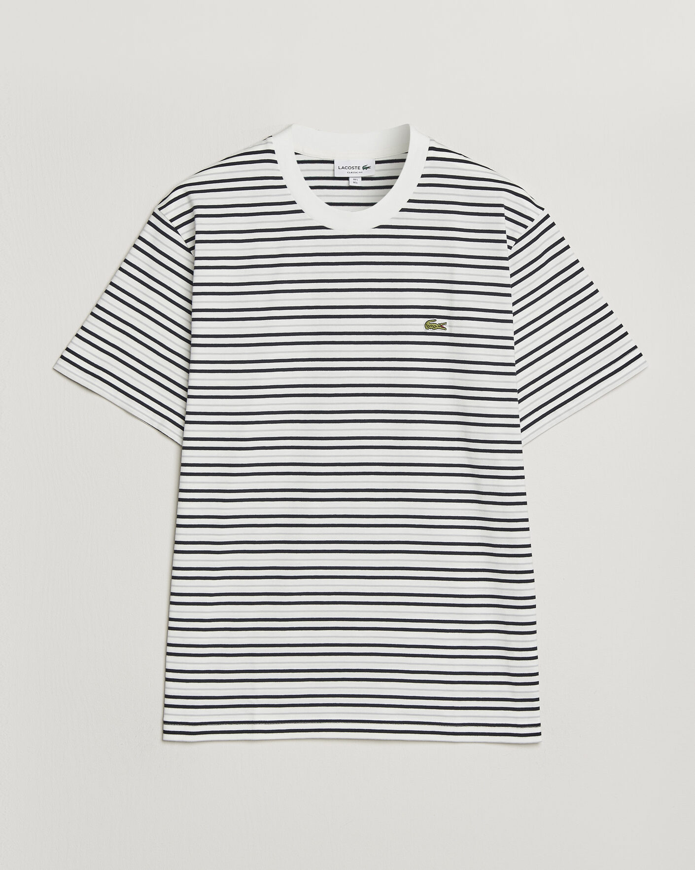 Mies | T-paidat | Lacoste | Cotton Striped T-Shirt Blackbird/Flour
