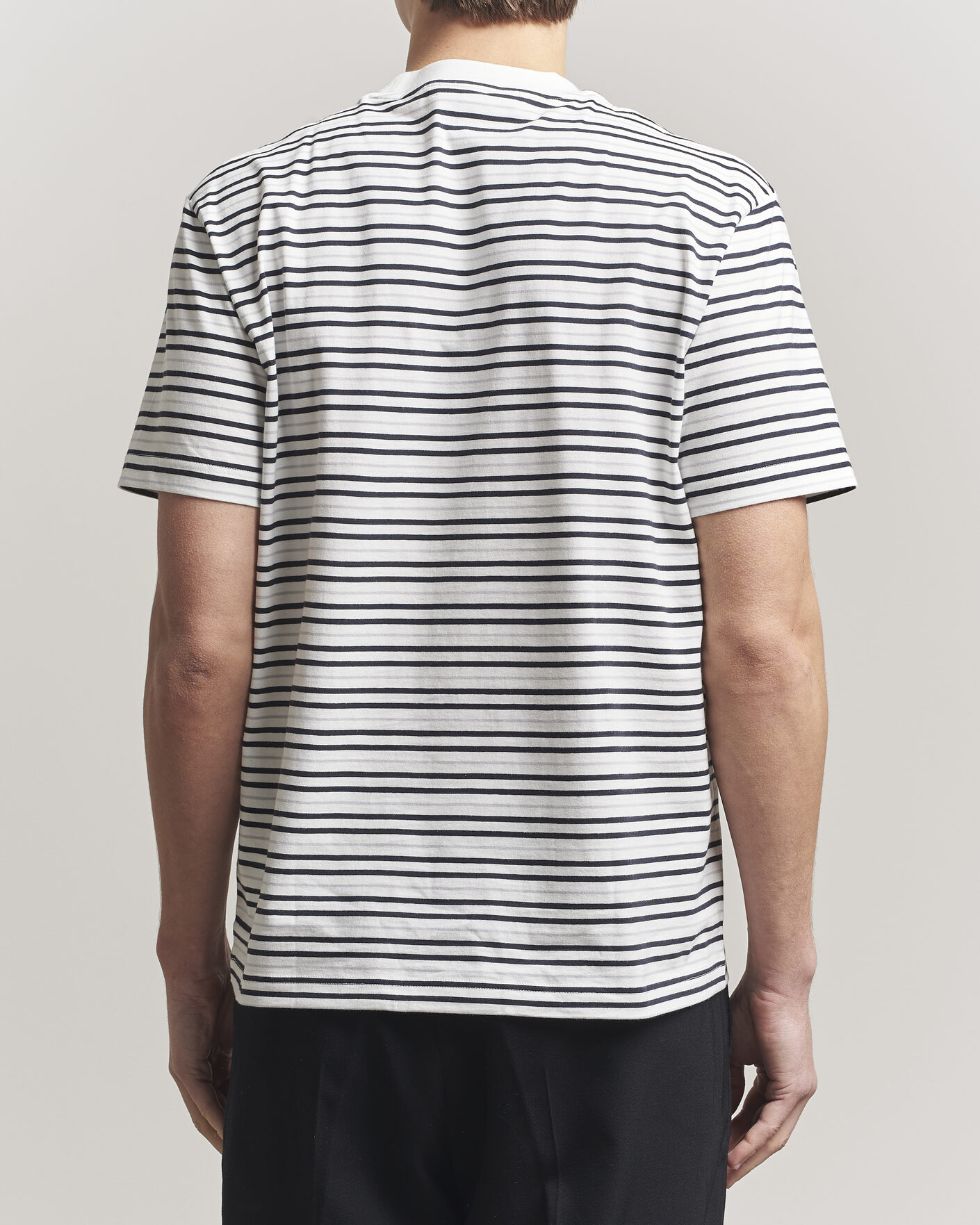 Mies | T-paidat | Lacoste | Cotton Striped T-Shirt Blackbird/Flour