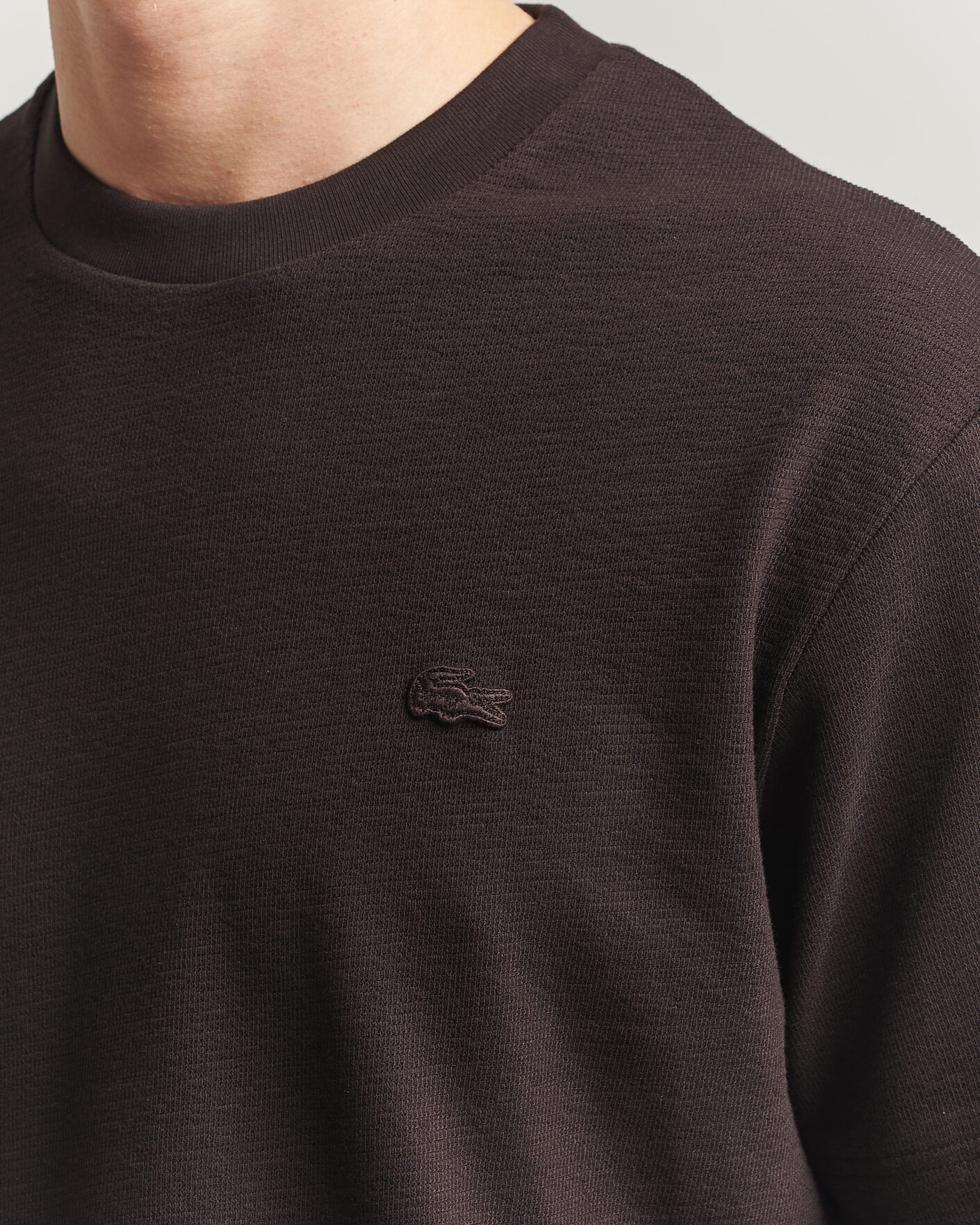 Mies | T-paidat | Lacoste | Textured Cotton T-Shirt Buffalo Brown