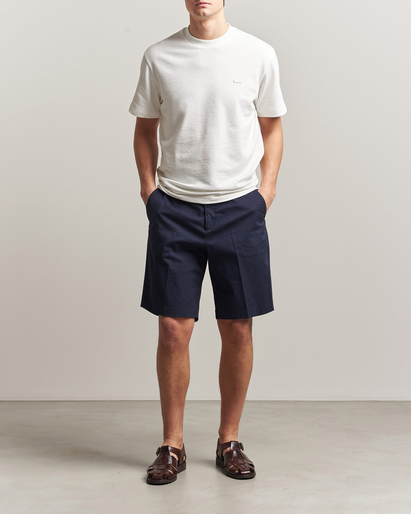 Mies | T-paidat | Lacoste | Textured Cotton T-Shirt Flour