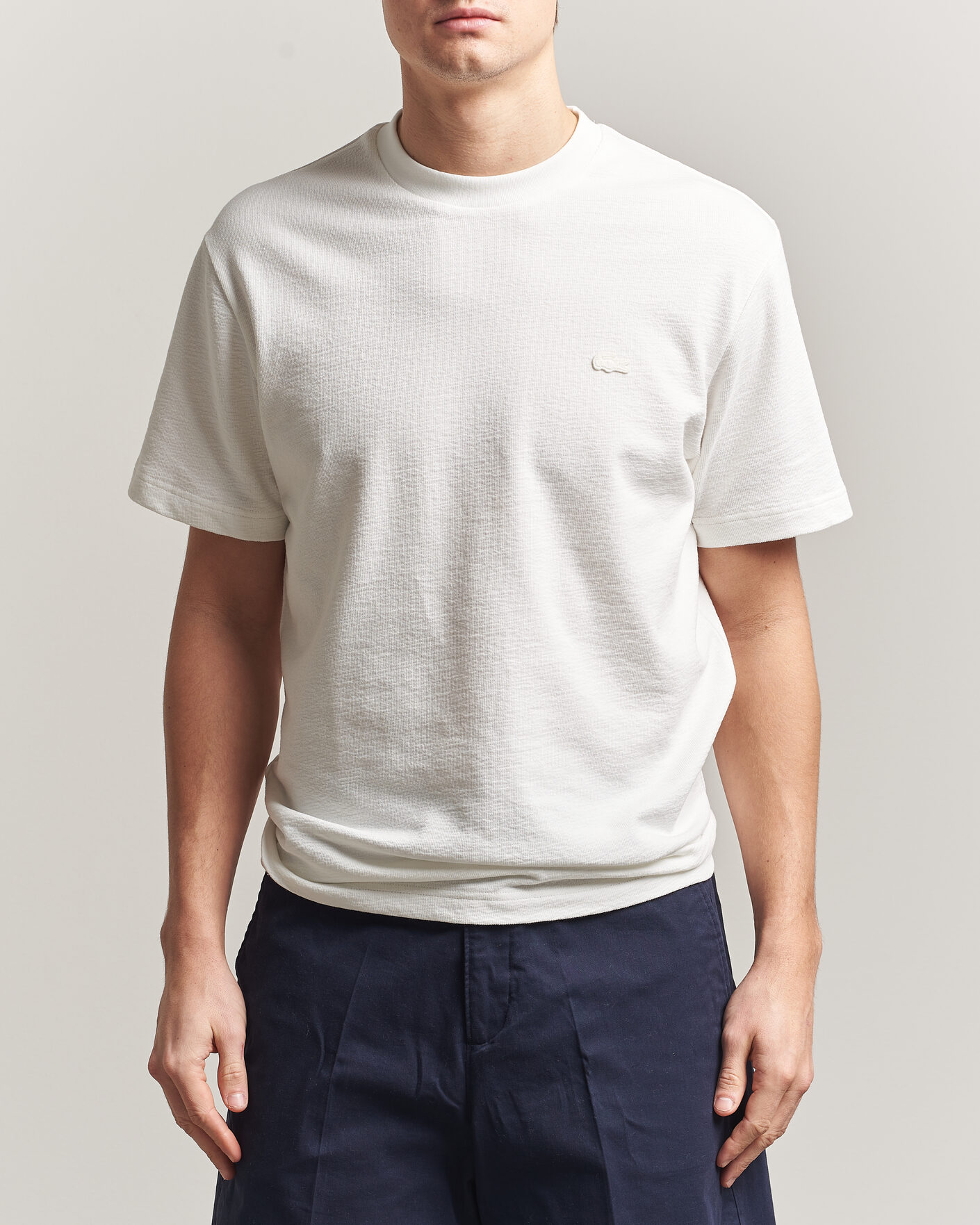 Mies | T-paidat | Lacoste | Textured Cotton T-Shirt Flour
