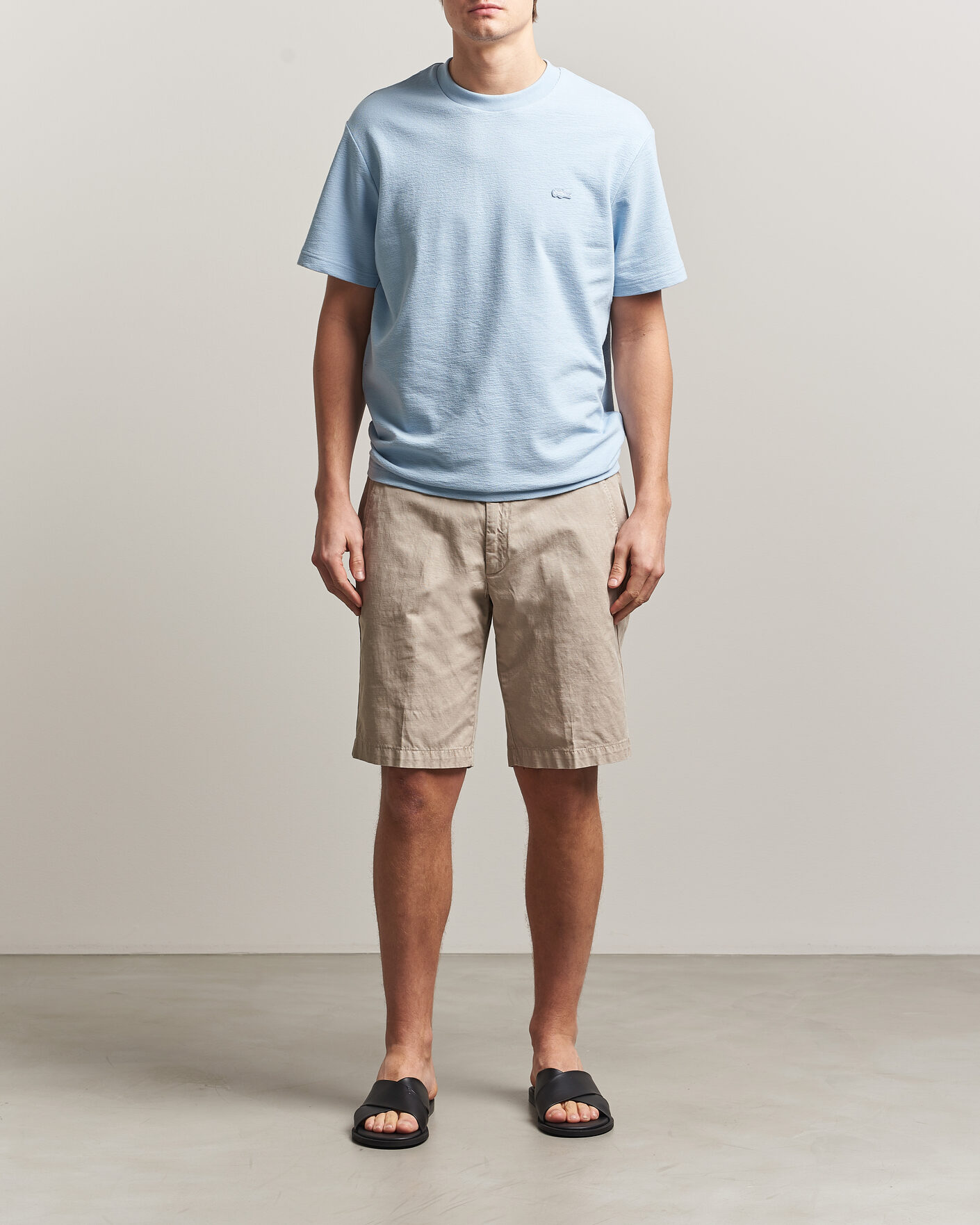 Mies | T-paidat | Lacoste | Textured Cotton T-Shirt Light Blue