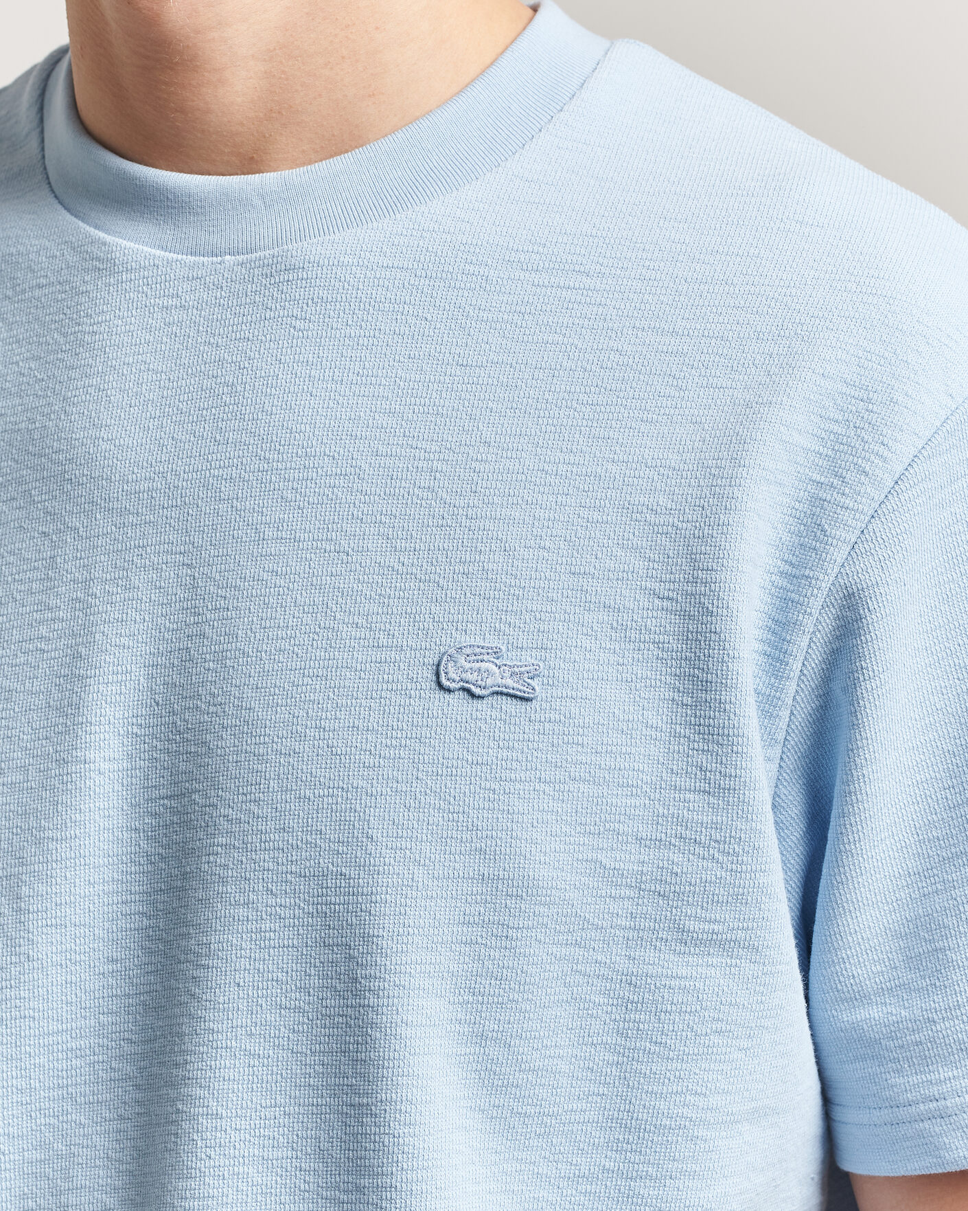 Mies | T-paidat | Lacoste | Textured Cotton T-Shirt Light Blue