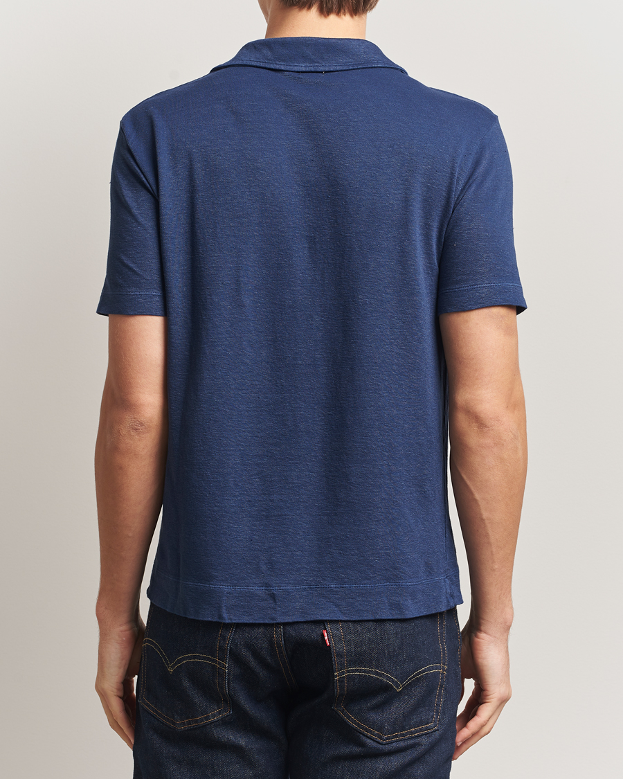 Mies | Pikeet | Massimo Alba | Aruba Cotton/Linen Polo Midnight Blue