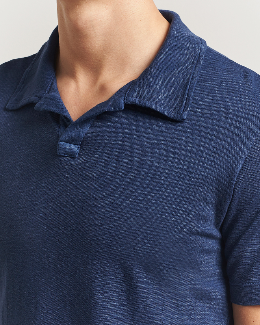 Mies | Pikeet | Massimo Alba | Aruba Cotton/Linen Polo Midnight Blue