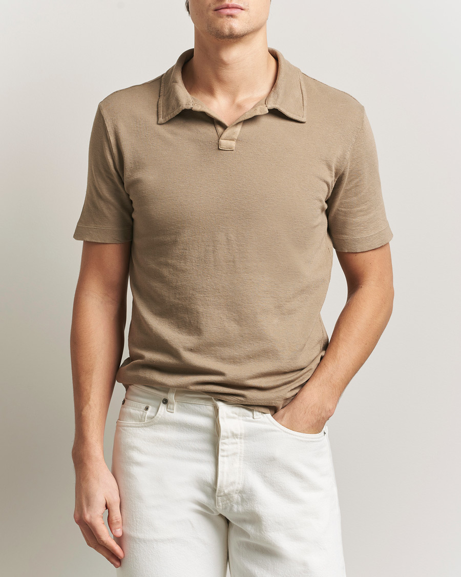Mies | Pikeet | Massimo Alba | Aruba Cotton/Linen Polo Camel
