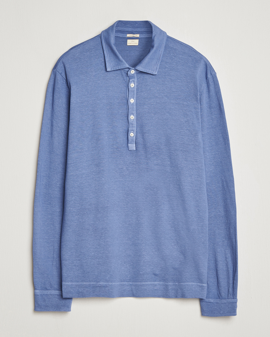 Mies | Pikeet | Massimo Alba | Raya Cotton/Linen Long Sleeve Polo Tulip